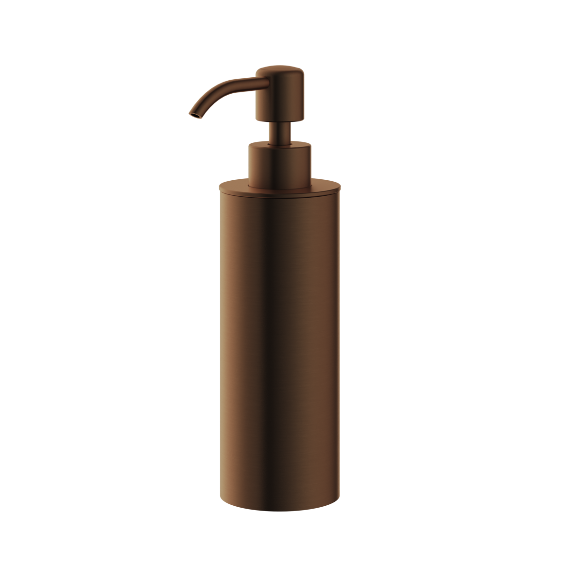 Rensa freestanding soap dispenser in brushed-bronze finish, supplied by Deluxe Bathrooms.