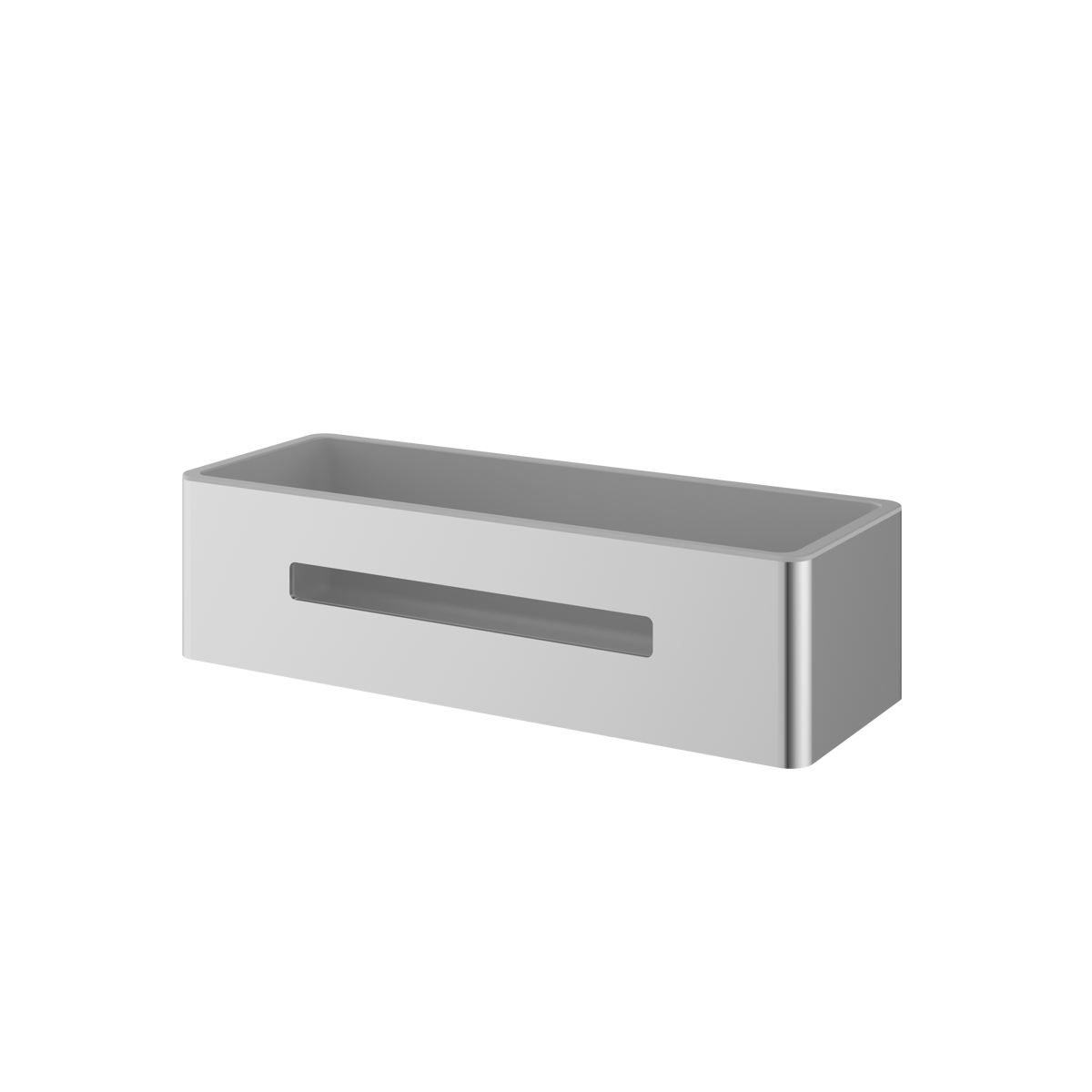 The Rensa rectangular shower basket in chrome, supplied by Deluxe Bathrooms.