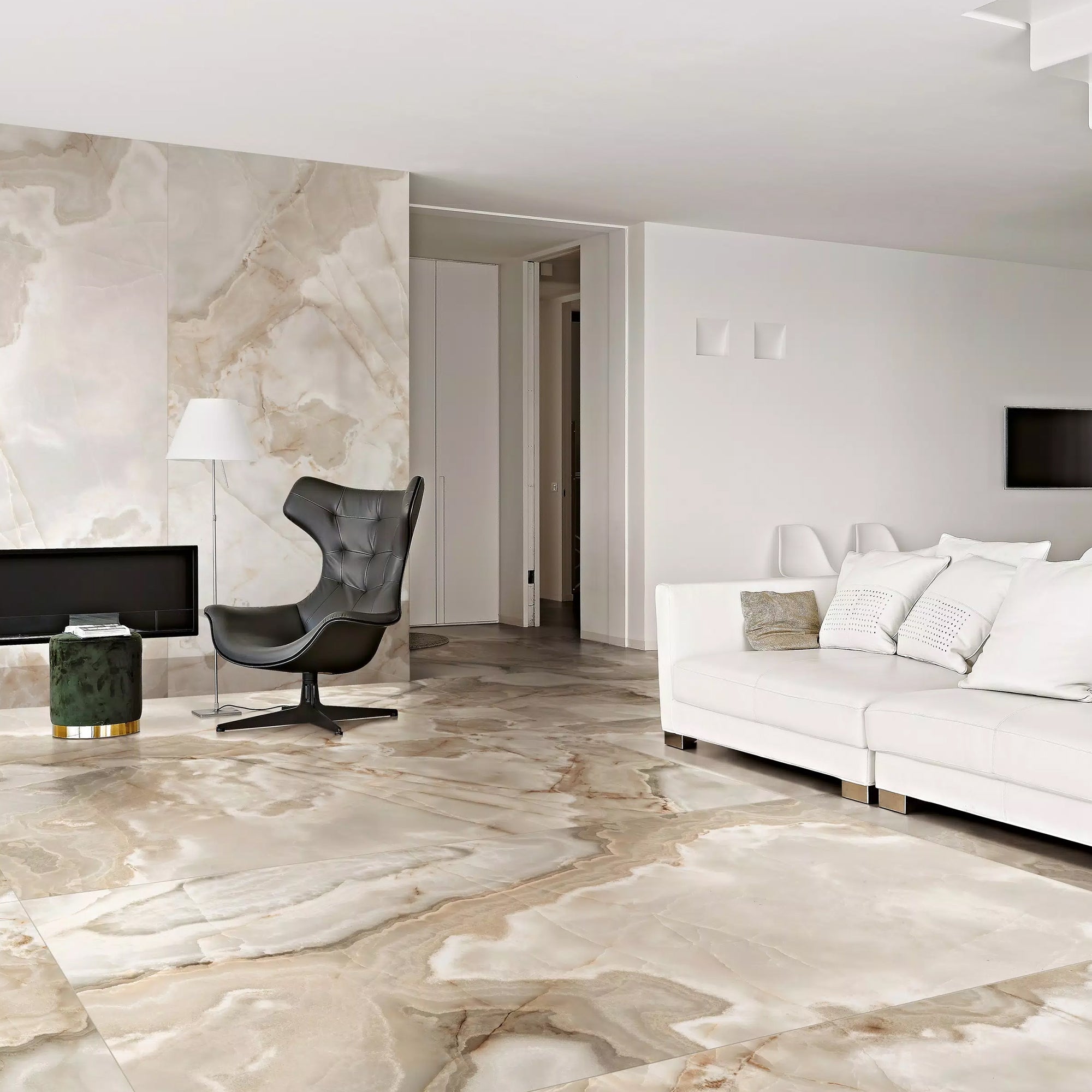 Rêves Noisette Onyx Effect Porcelain Tile 60x120cm Matt