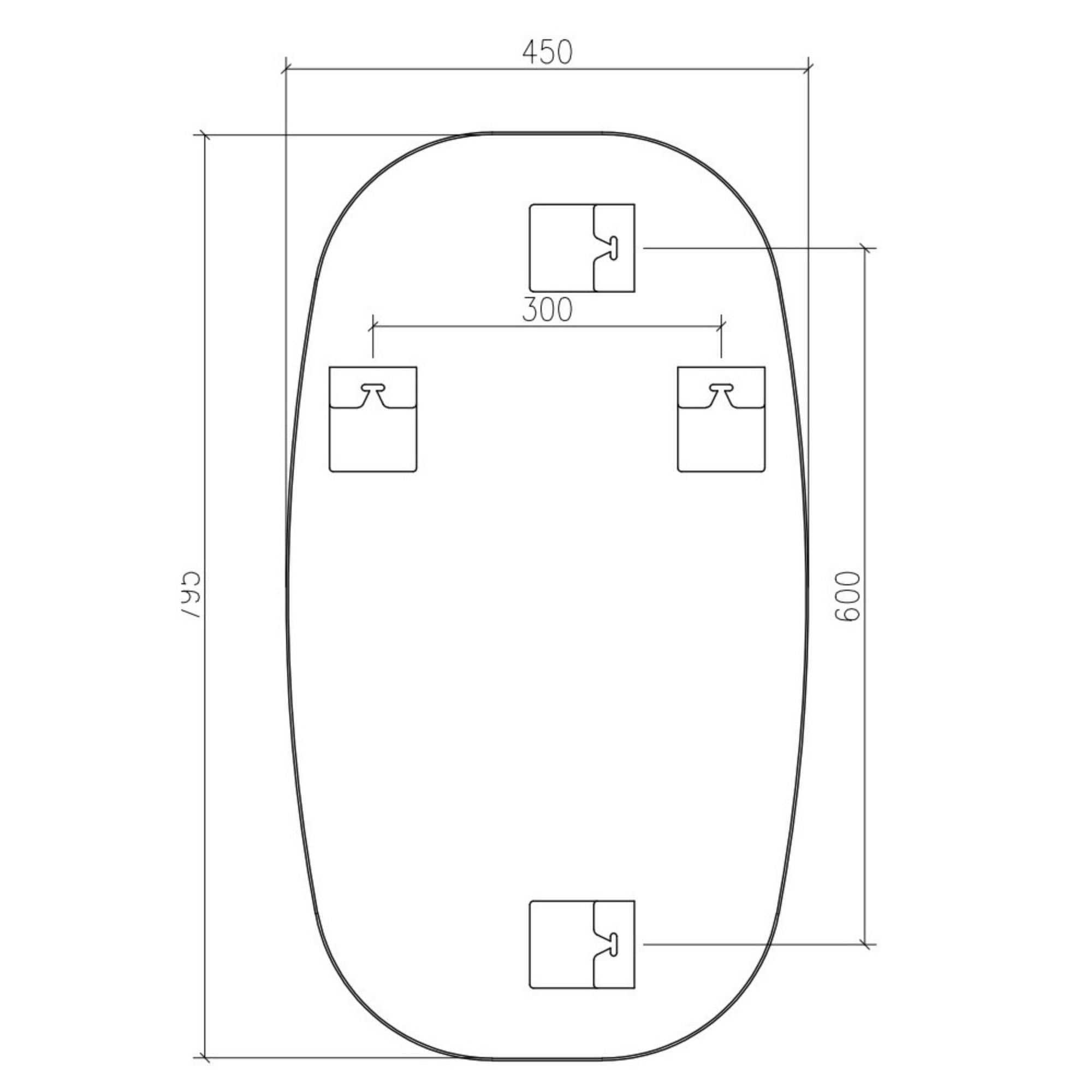Shore Barrel Bathroom Mirror Technical Drawing