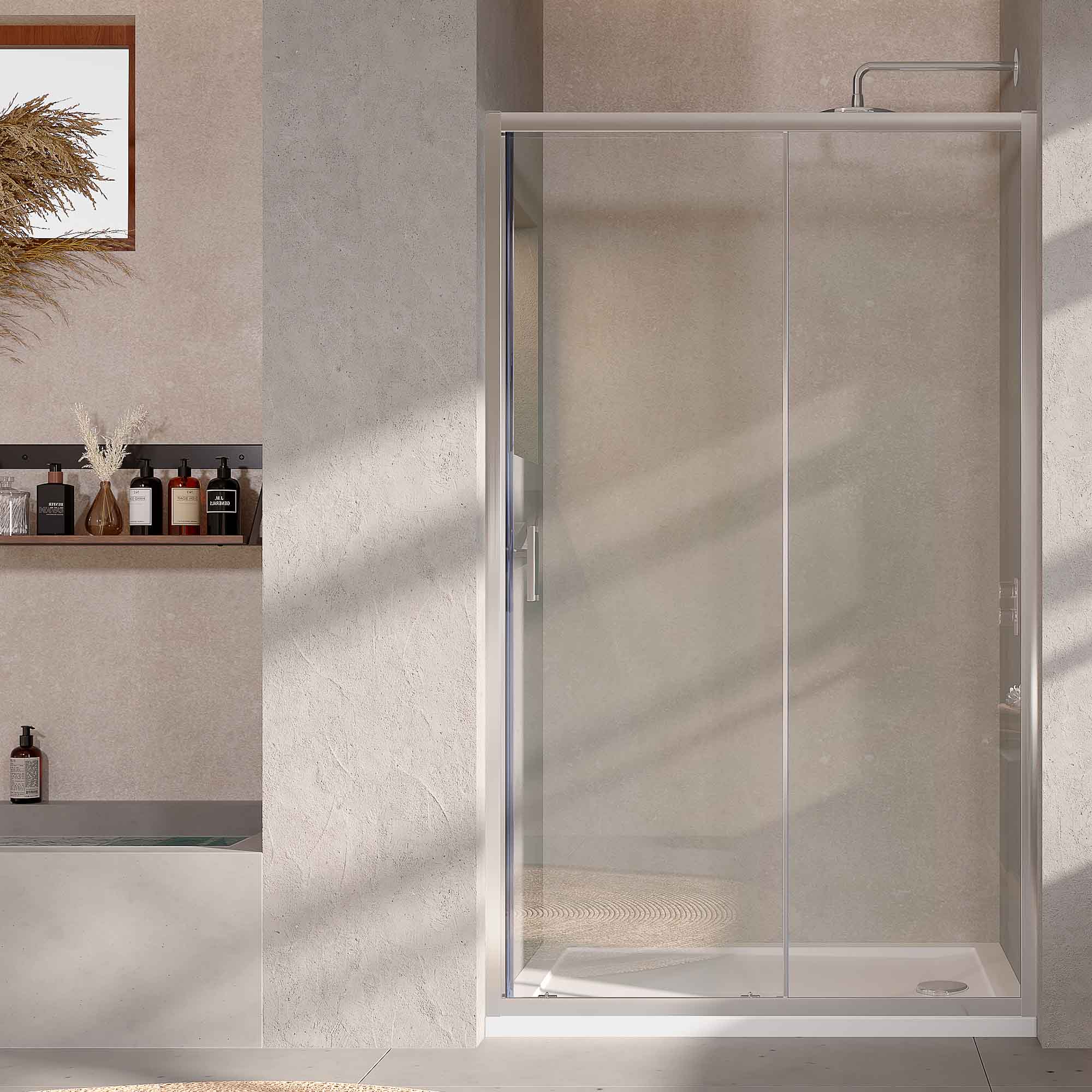 Oslo Sliding Shower Door In Recess - Chrome