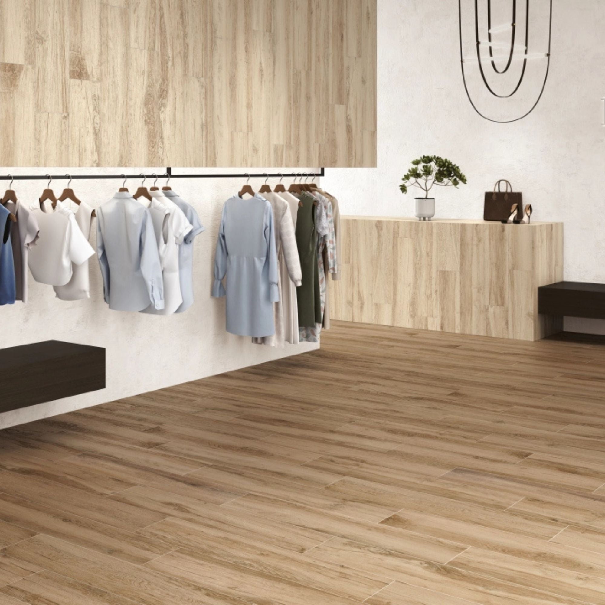 Baldai Natural Wood Effect Porcelain Tile 23x120cm Antislip Matt
