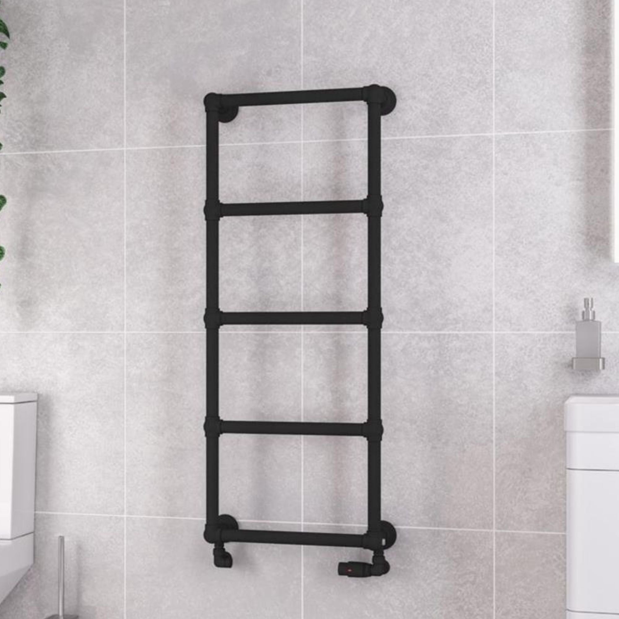 Stour Traditional Heated Towel Rail - Matt Black