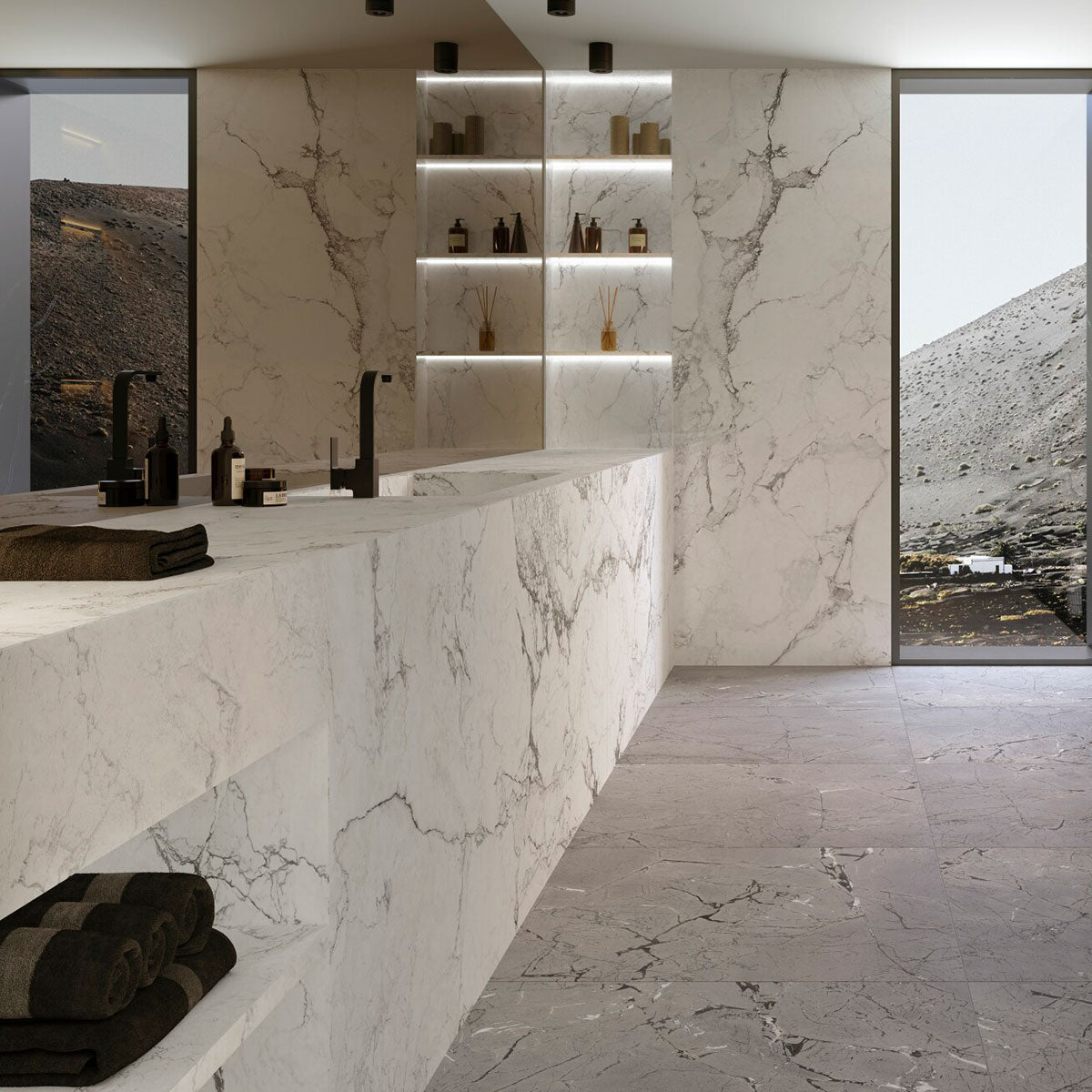 Sublime Iceberg Marble Effect Porcelain Tile 60x120cm Natural Matt