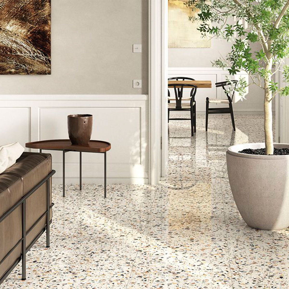 Terrazzo Lusso Ivory Porcelain Tile Matt 60 x 60cm