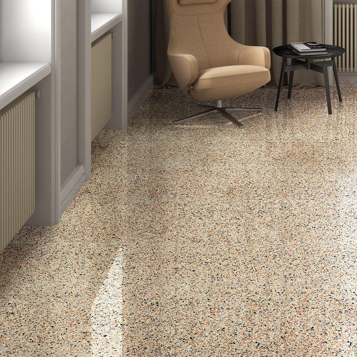 Terrazzo Lux Ivory Full-Bodied Porcelain Tile Matt 60 x 60cm