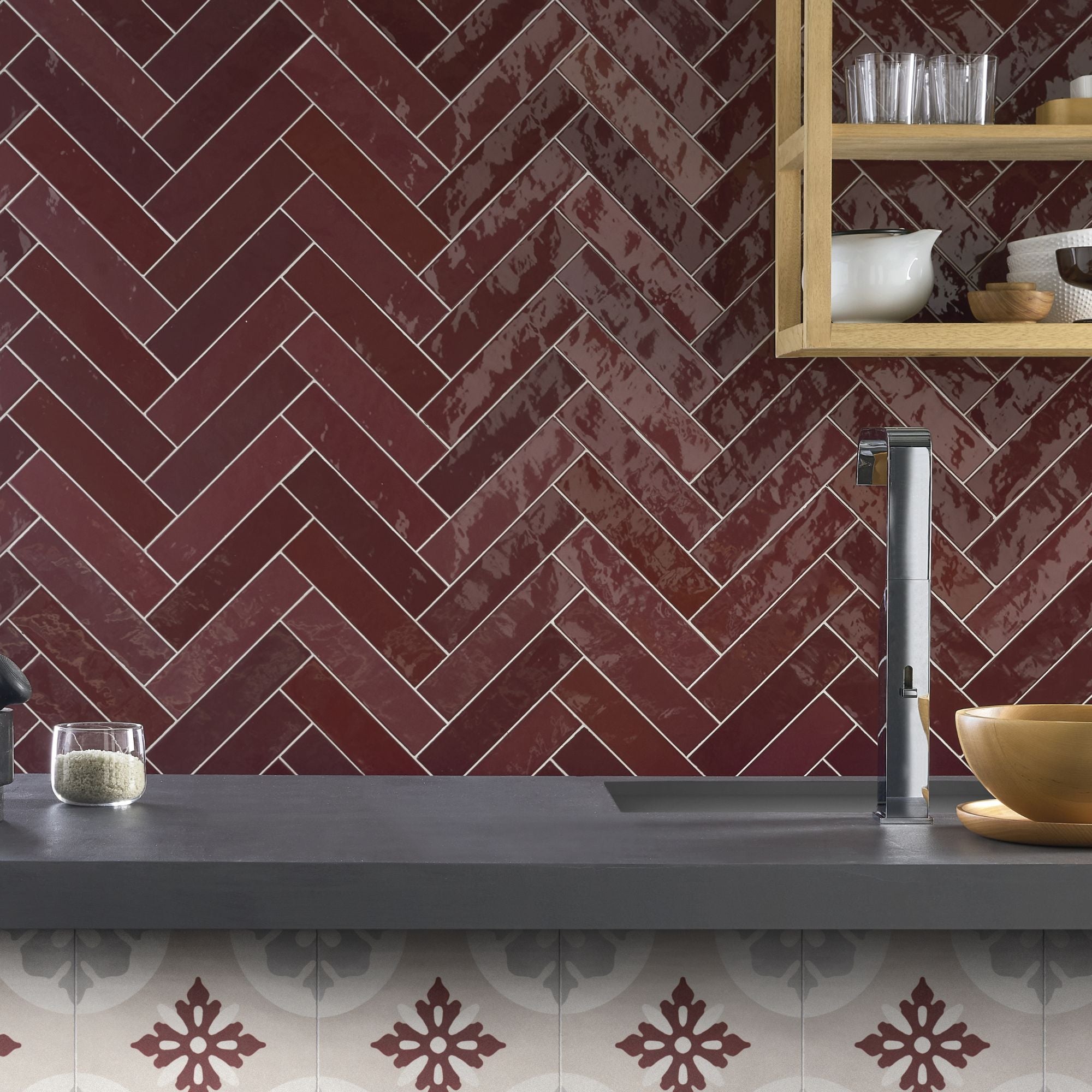 Vibe Burgundy Wall Tile 6x25cm Gloss