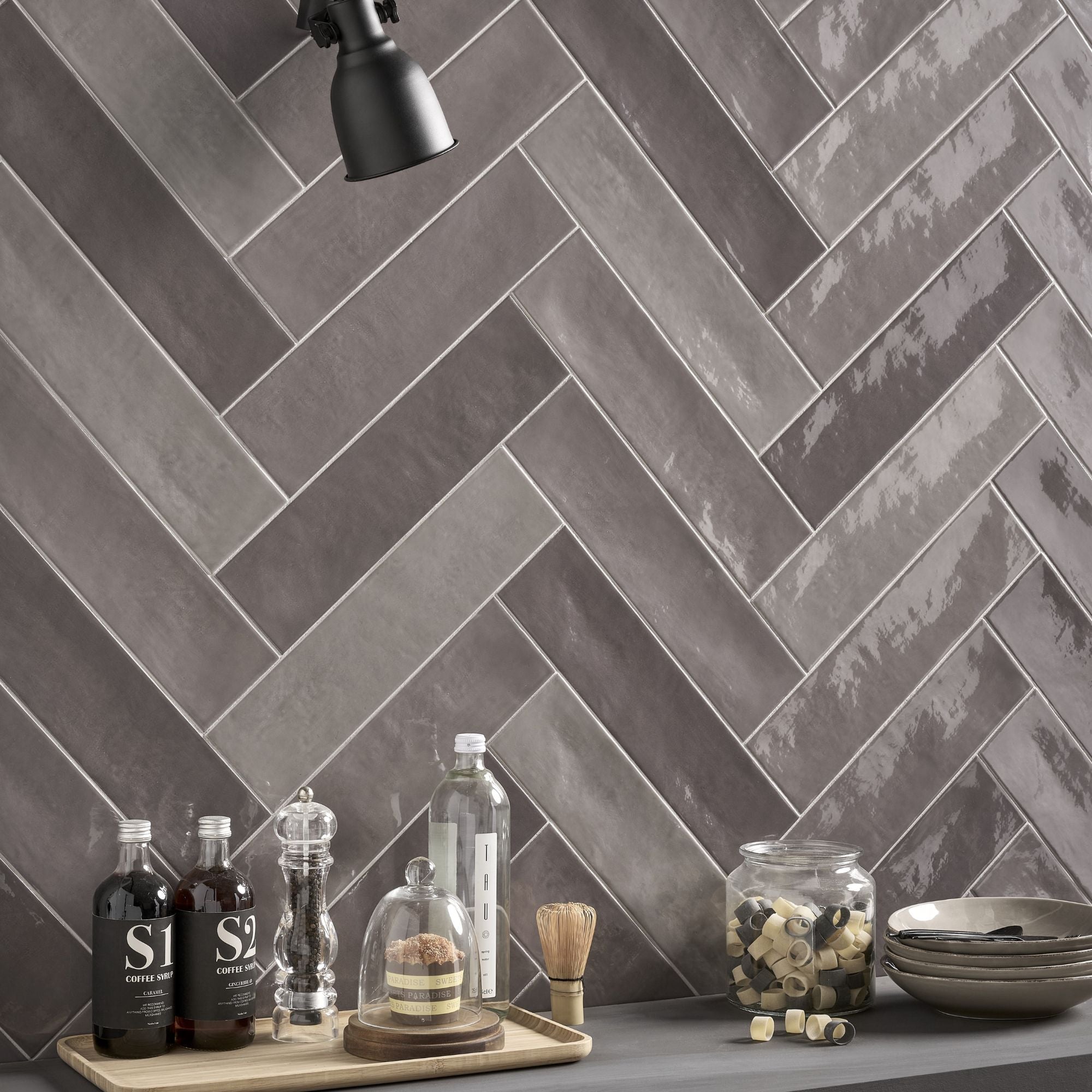 ColorART Dark Taupe Wall Tile 6.25x25cm Gloss Deluxe Bathrooms