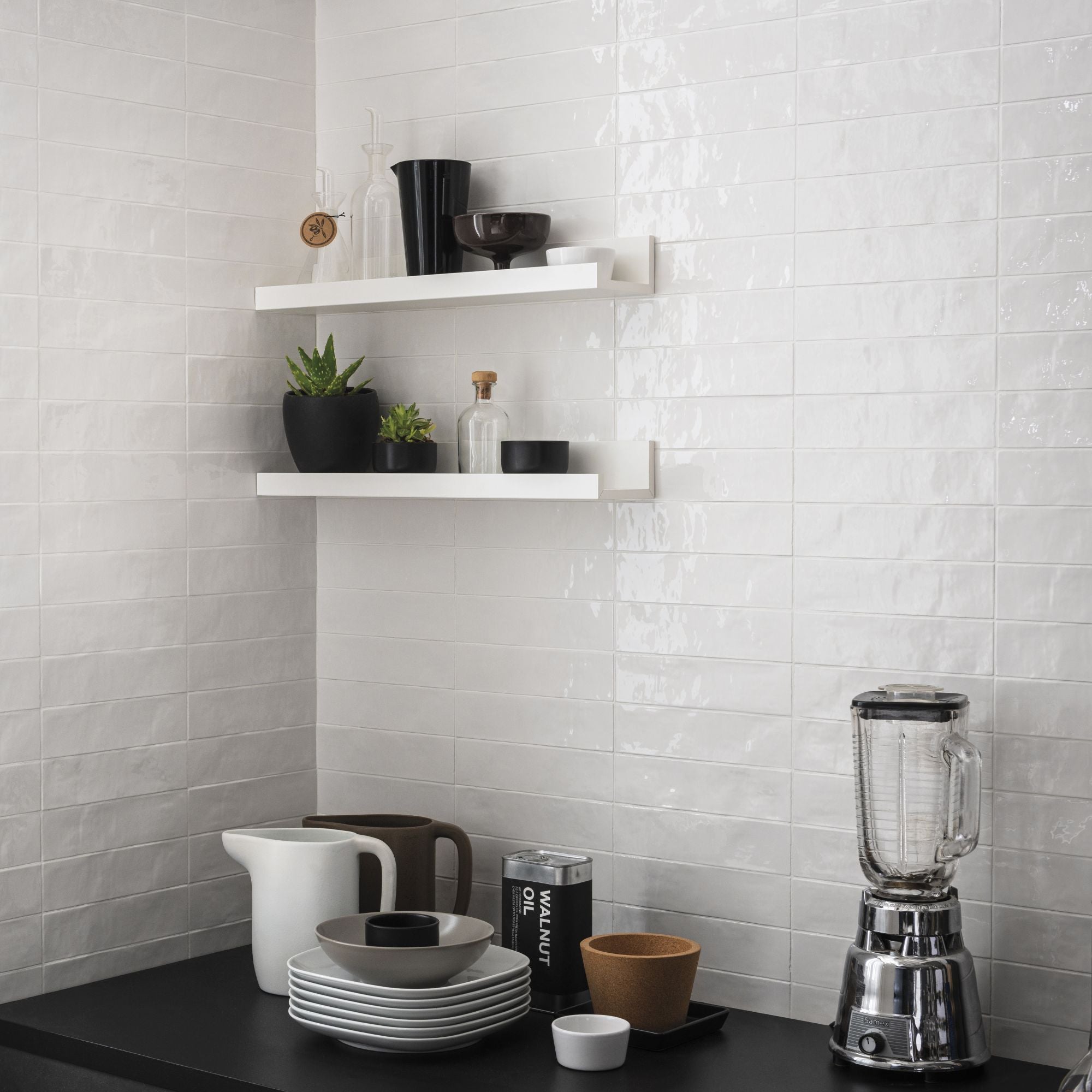 ColorART White Wall Tile 6.25x25cm Gloss Deluxe Bathrooms