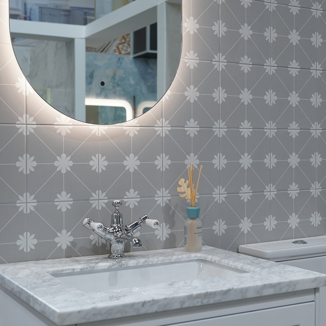 Vives Bali Tuban Gris Pattern Porcelain Tile 20x20cm Matt