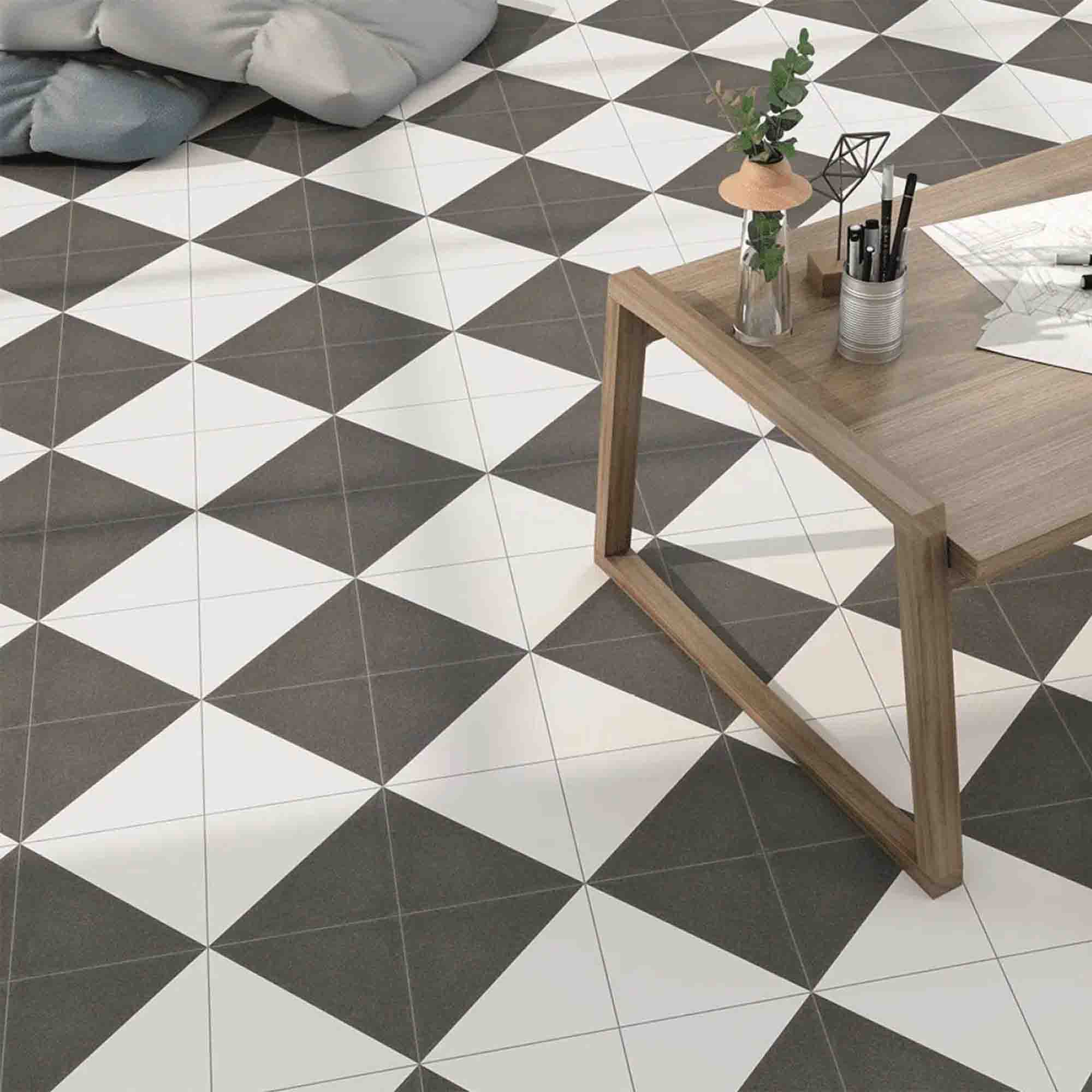 vives svenska tre antracita cement effect encaustic ceramic tile 20x20cm matt