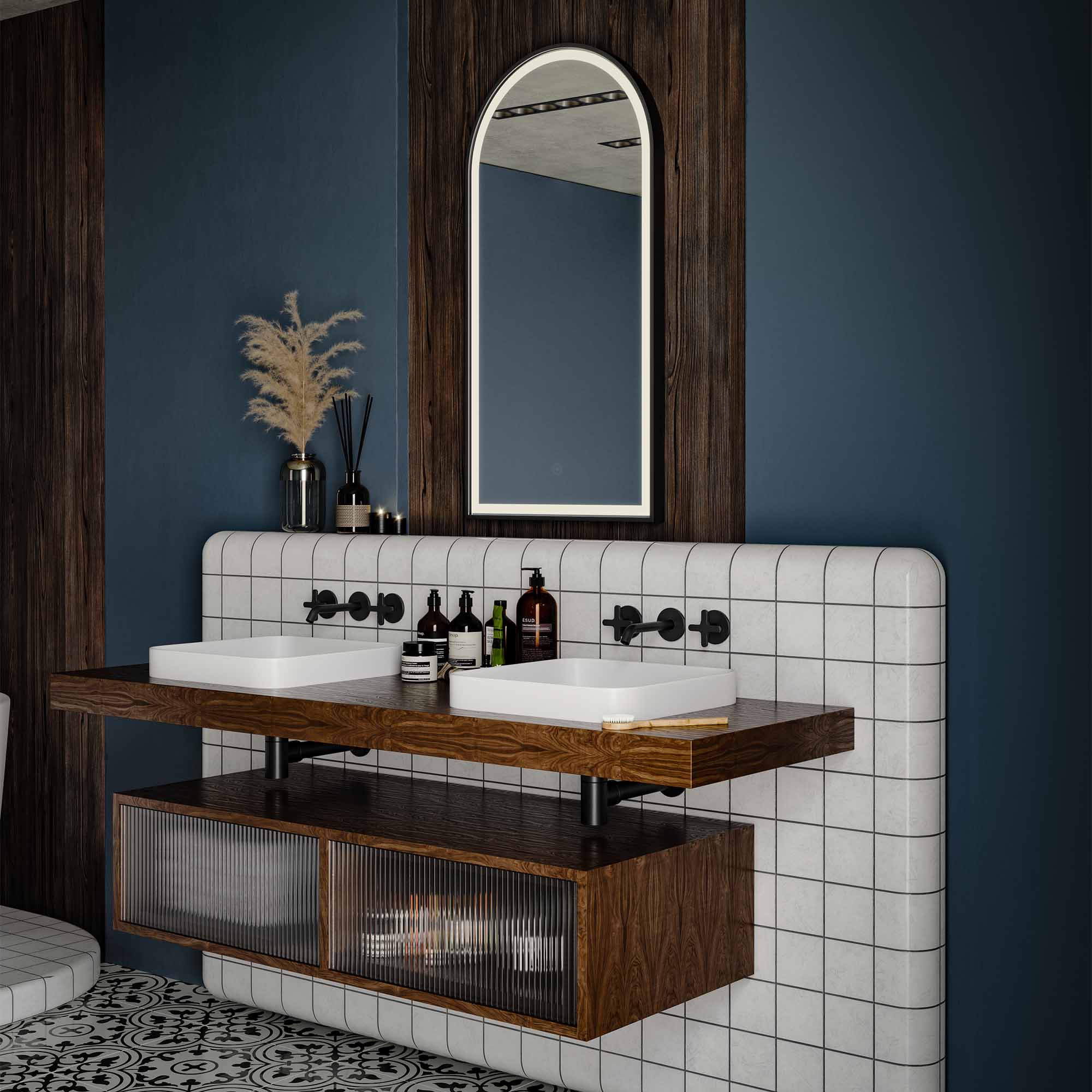 voyage light arch bathroom led mirror 50 black