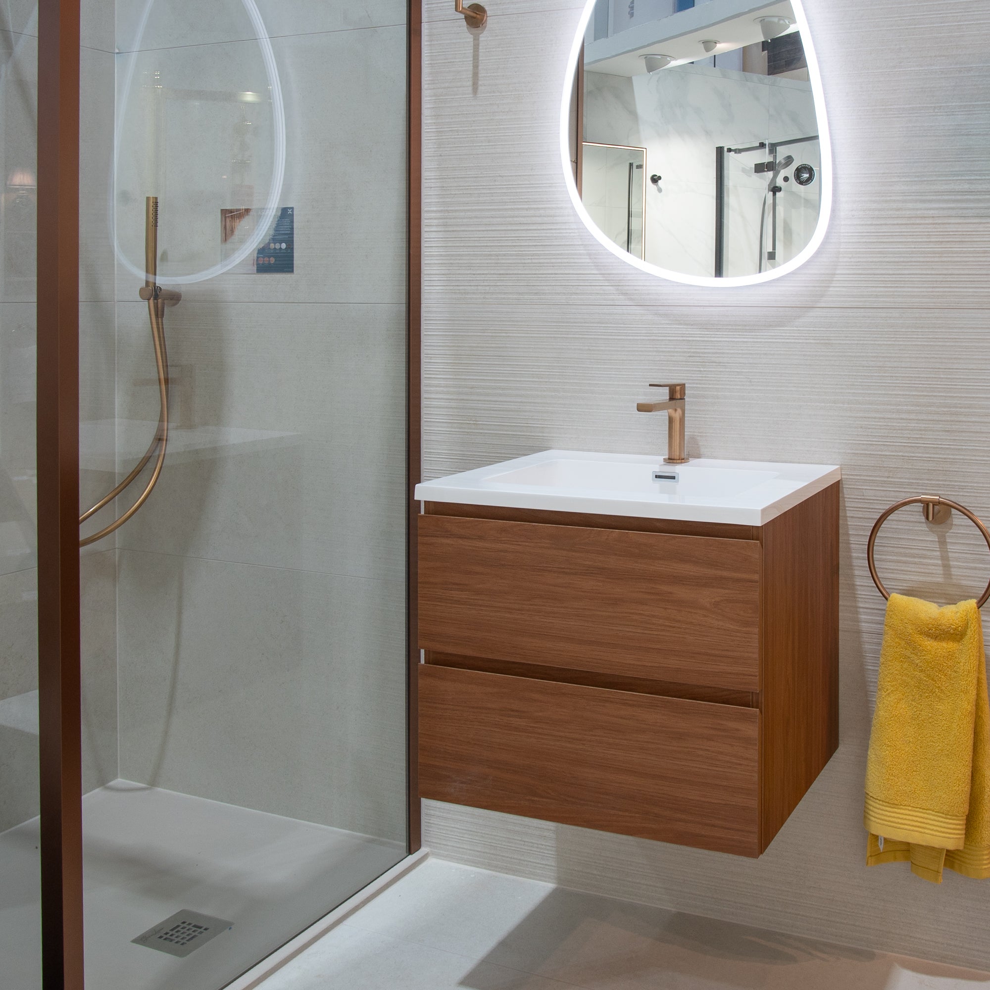 Granlusso™ Rocco Walnut Wall Mounted Vanity Unit With Washbasin