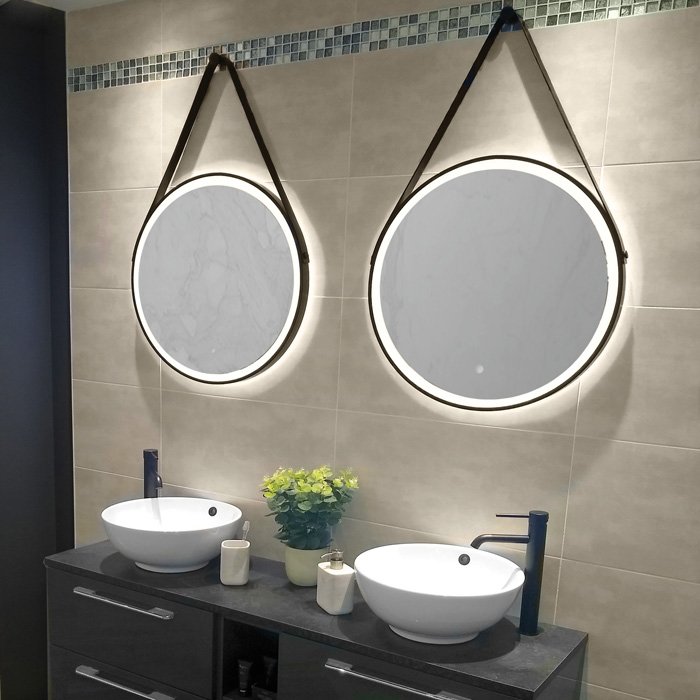 HiB Solstice LED Illuminated Black Framed Mirror With Demister Pad