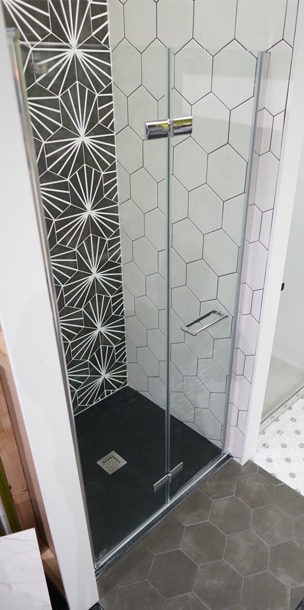 Merlyn 8 Series Frameless Hinged Bi-Fold Shower Door With Side Panel