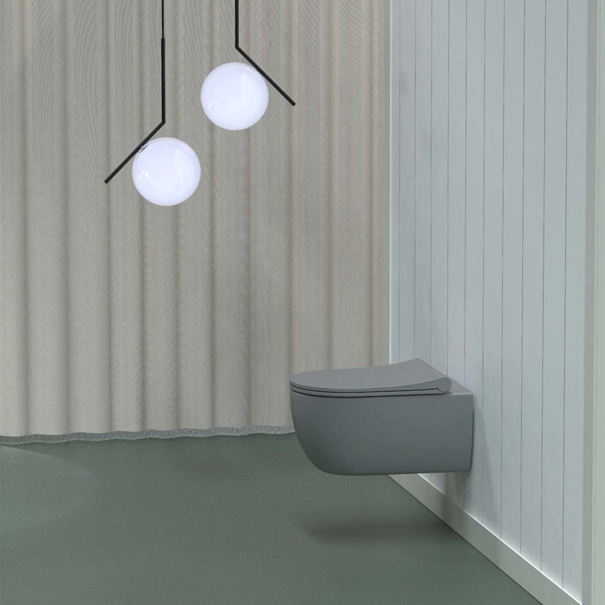 Amalfi Rimless Wall Hung WC Pan With Soft Close Toilet Seat - Matt Grey