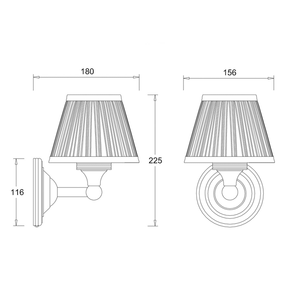 Burlington Bathroom Round Wall Light with Chrome Base & Silver Chiffon Shade Deluxe Bathrooms UK