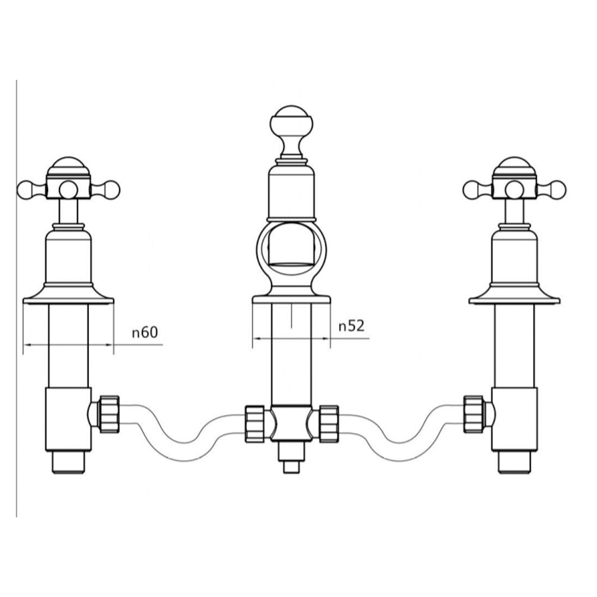 Crosswater Belgravia Crosshead 3 Tap Hole Basin Mixer Set With Pop Up Waste