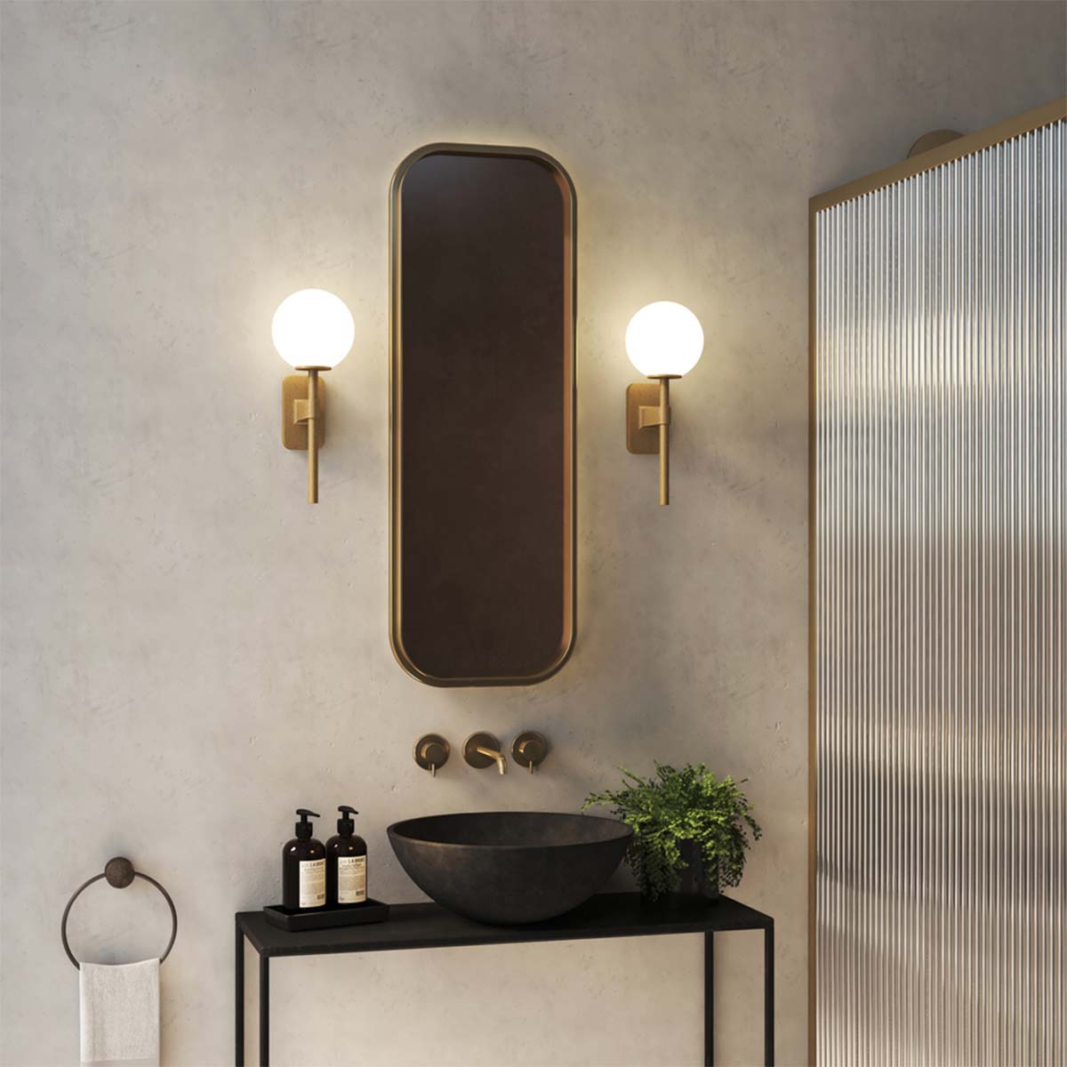 Biella Bathroom Light Antique Brass