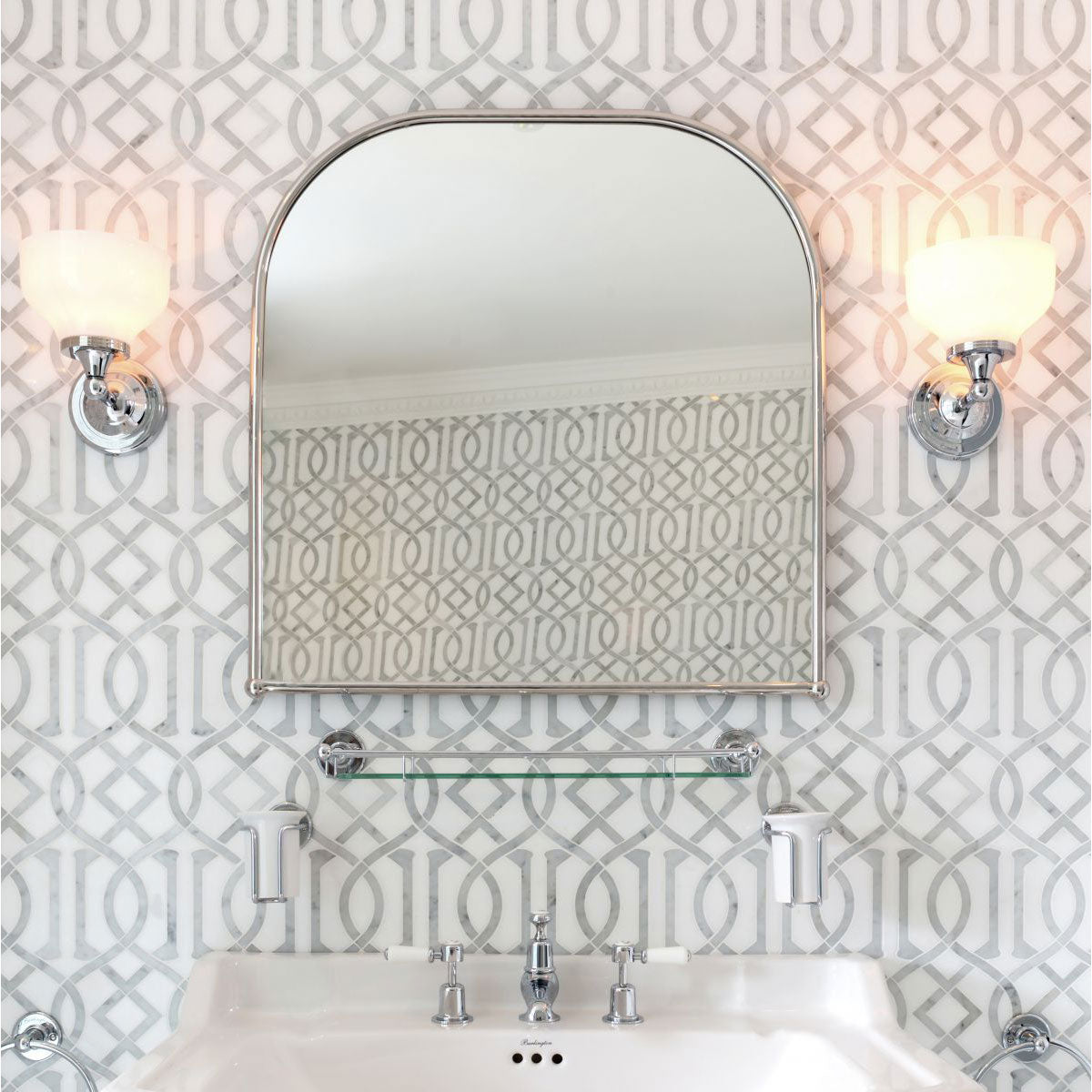 Burlington Arched Mirror with Chrome Frame Feature 2 Deluxe Bathrooms UK