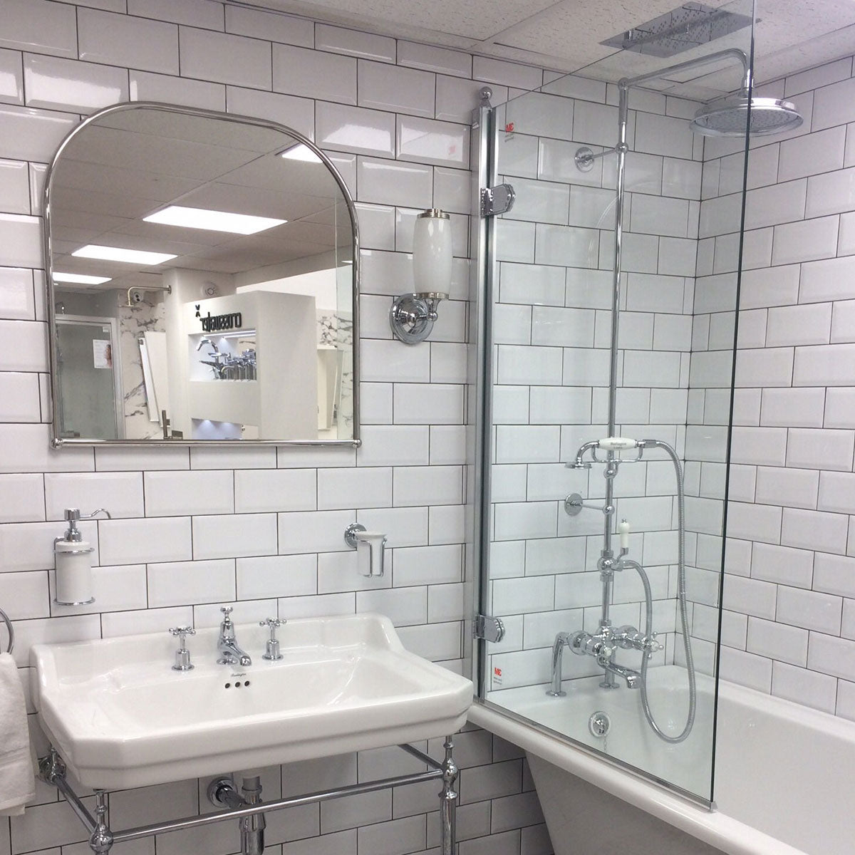 Burlington Arched Mirror with Chrome Frame Feature 3 Deluxe Bathrooms UK