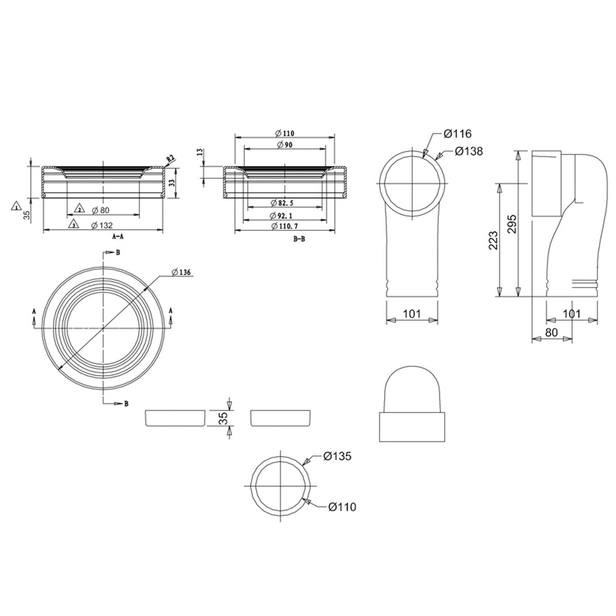 Burlington Ceramic Curved Pan Connector Dimensions Deluxe Bathrooms UK
