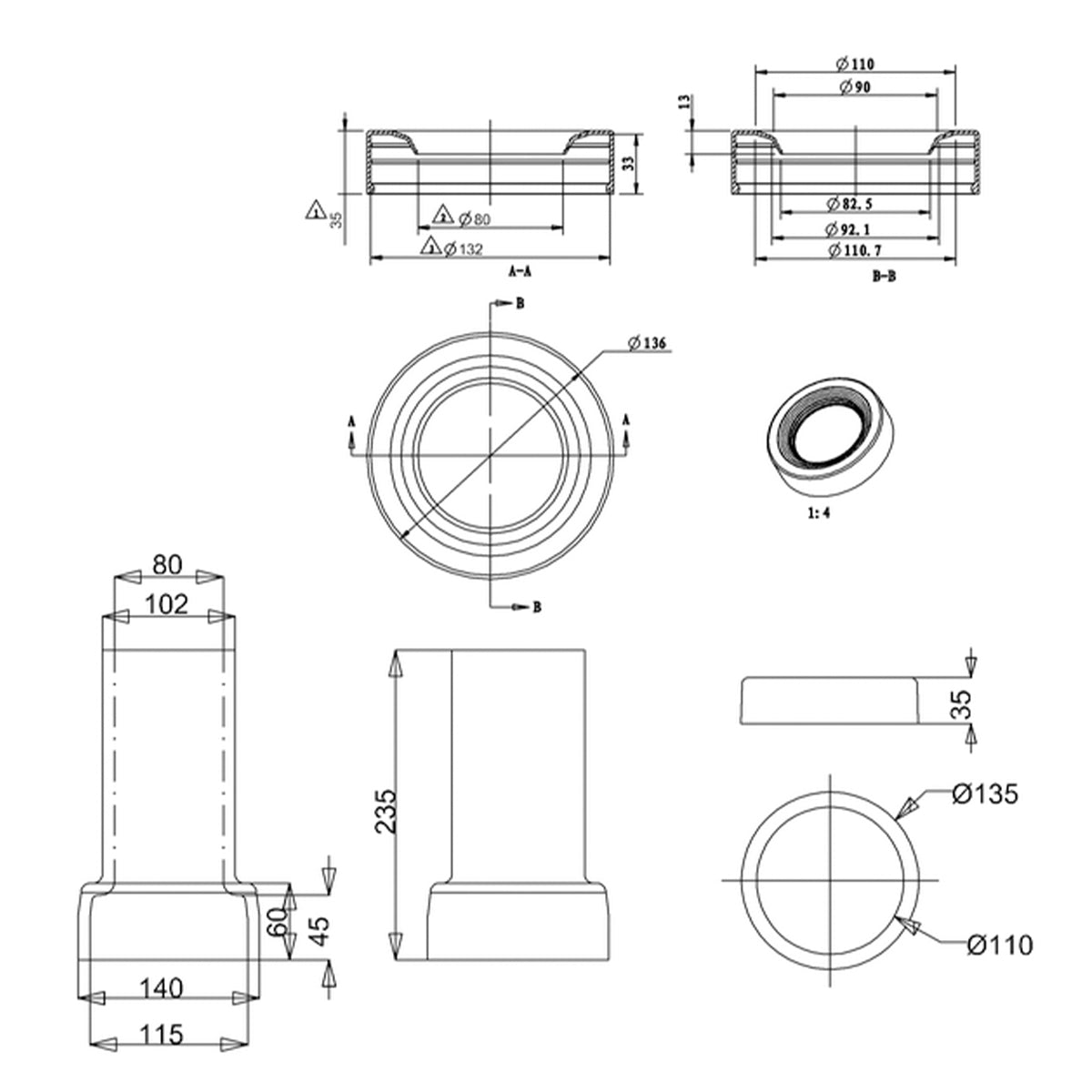 Burlington Ceramic Straight Pan Connector Diagram Deluxe Bathrooms UK
