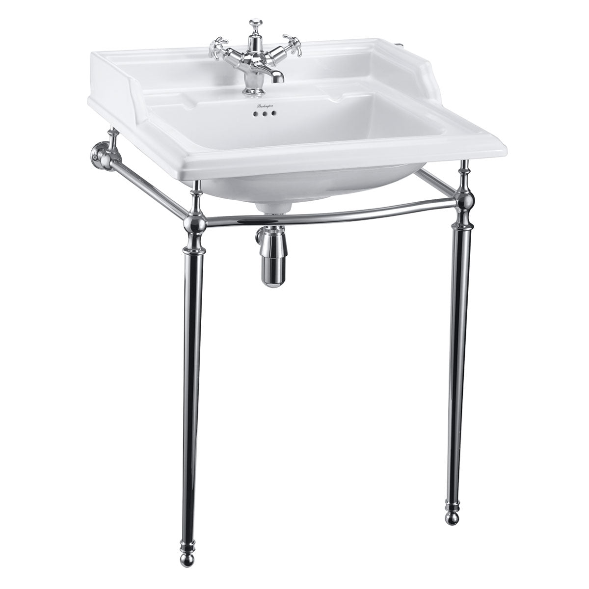 Burlington Classic 650 Rectangular Basin With Washstand Chrome Deluxe Bathrooms UK
