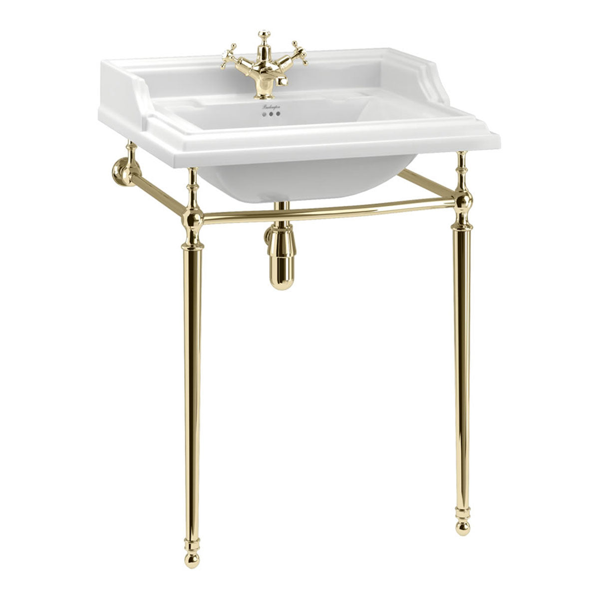 Burlington Classic 650 Rectangular Basin With Washstand Gold Deluxe Bathrooms UK