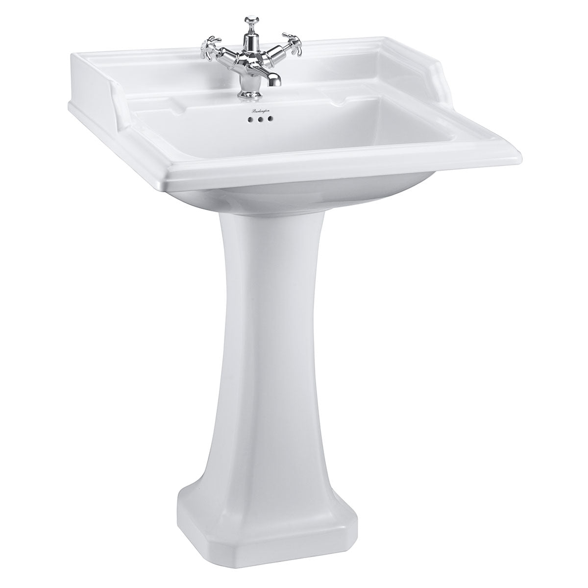 Burlington Classic 650m White Rectangular Basin With Standard Pedestal Deluxe Bathrooms UK
