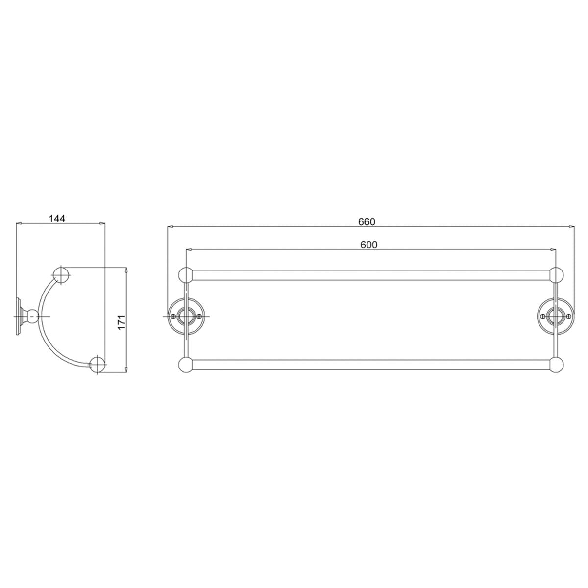 Burlington Double Towel Rail Chrome Deluxe Bathrooms UK