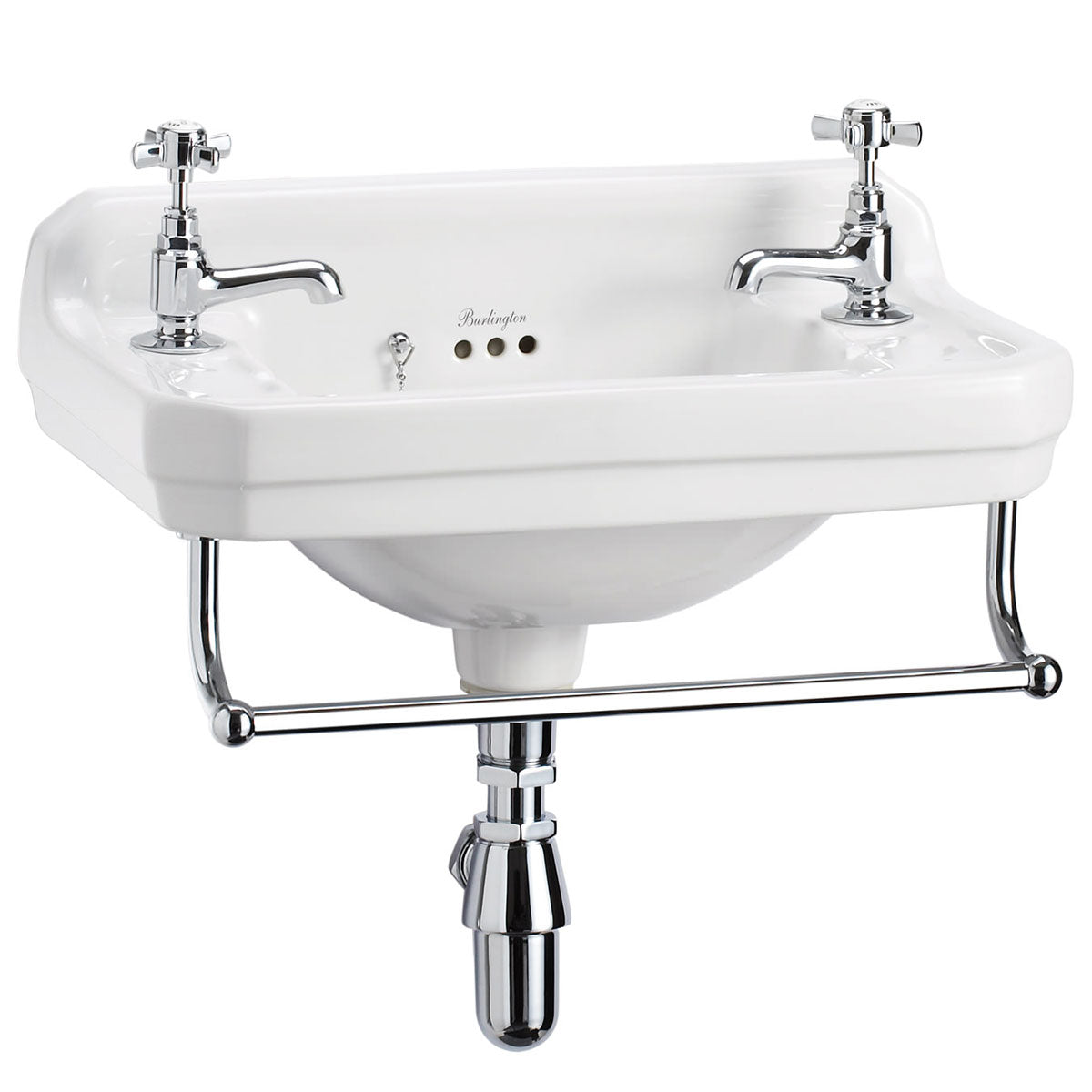 Burlington Edwardian 510 Cloakroom Washbasin Rectangular 2 Taps Towel Rail Deluxe Bathrooms UK