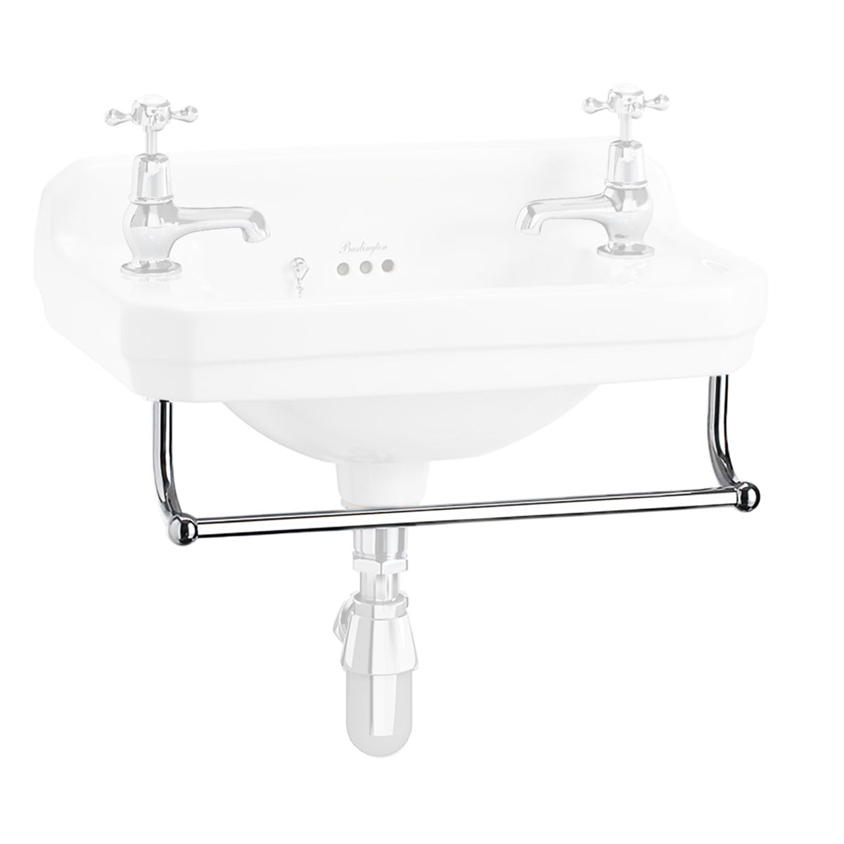 Burlington Edwardian 510 Cloakroom Washbasin Rectangular Towel Rail Isolated Deluxe Bathrooms UK