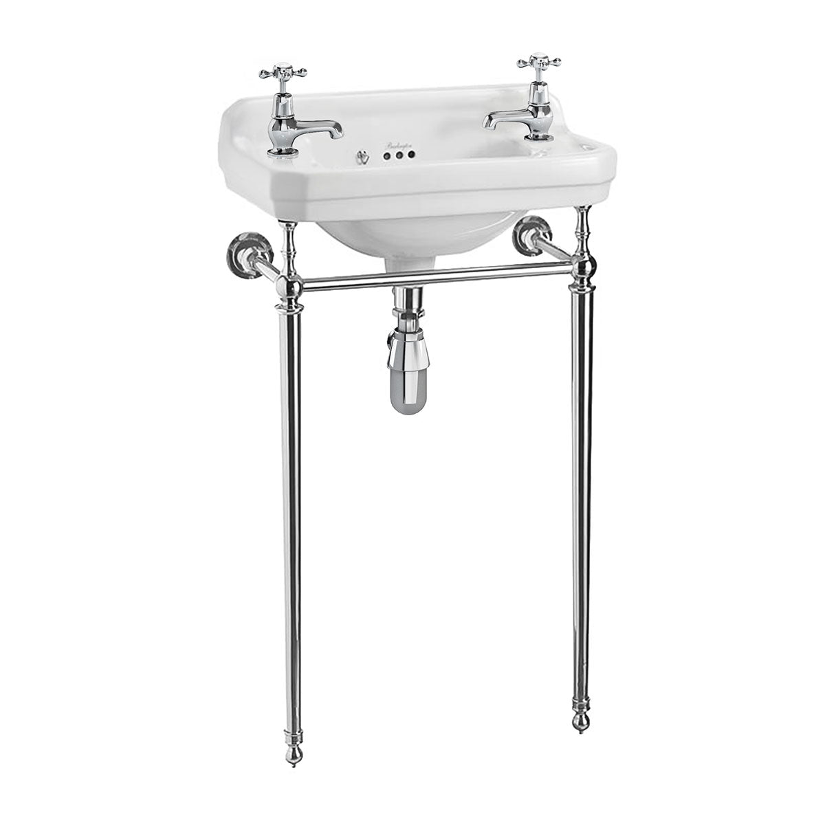 Burlington Edwardian Washstand 510 Rectangular Basin With Washstand Chrome 2 Taps Deluxe Bathrooms UK