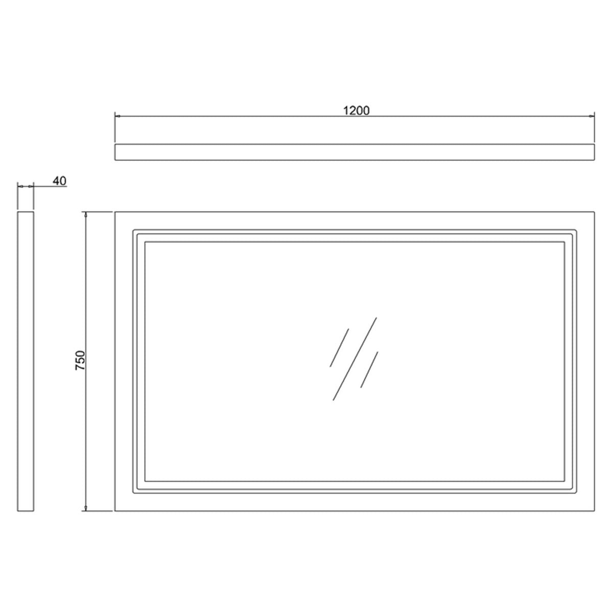 Burlington Framed LED Mirror 1200 Diagram Deluxe Bathrooms UK