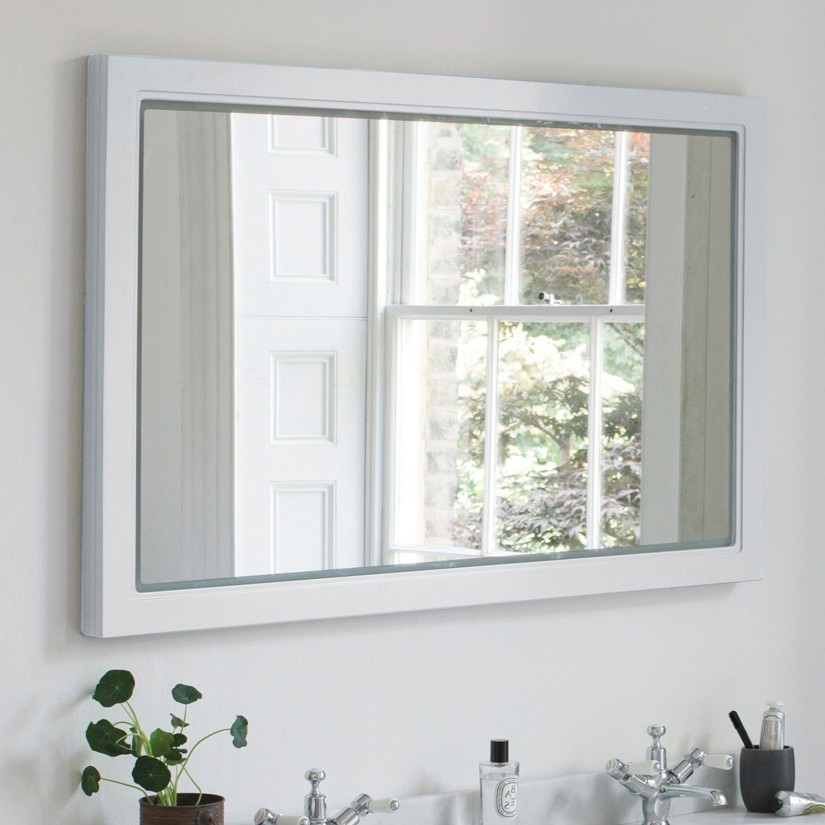 Burlington Framed LED Mirror 1200 Matt White Feature Deluxe Bathrooms UK