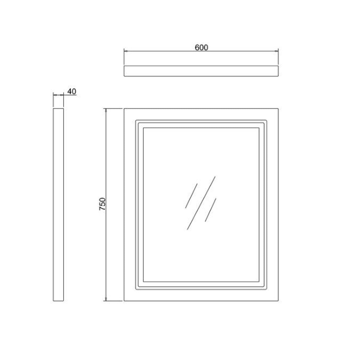 Burlington Framed LED Mirror 600 Diagram Deluxe Bathrooms UK
