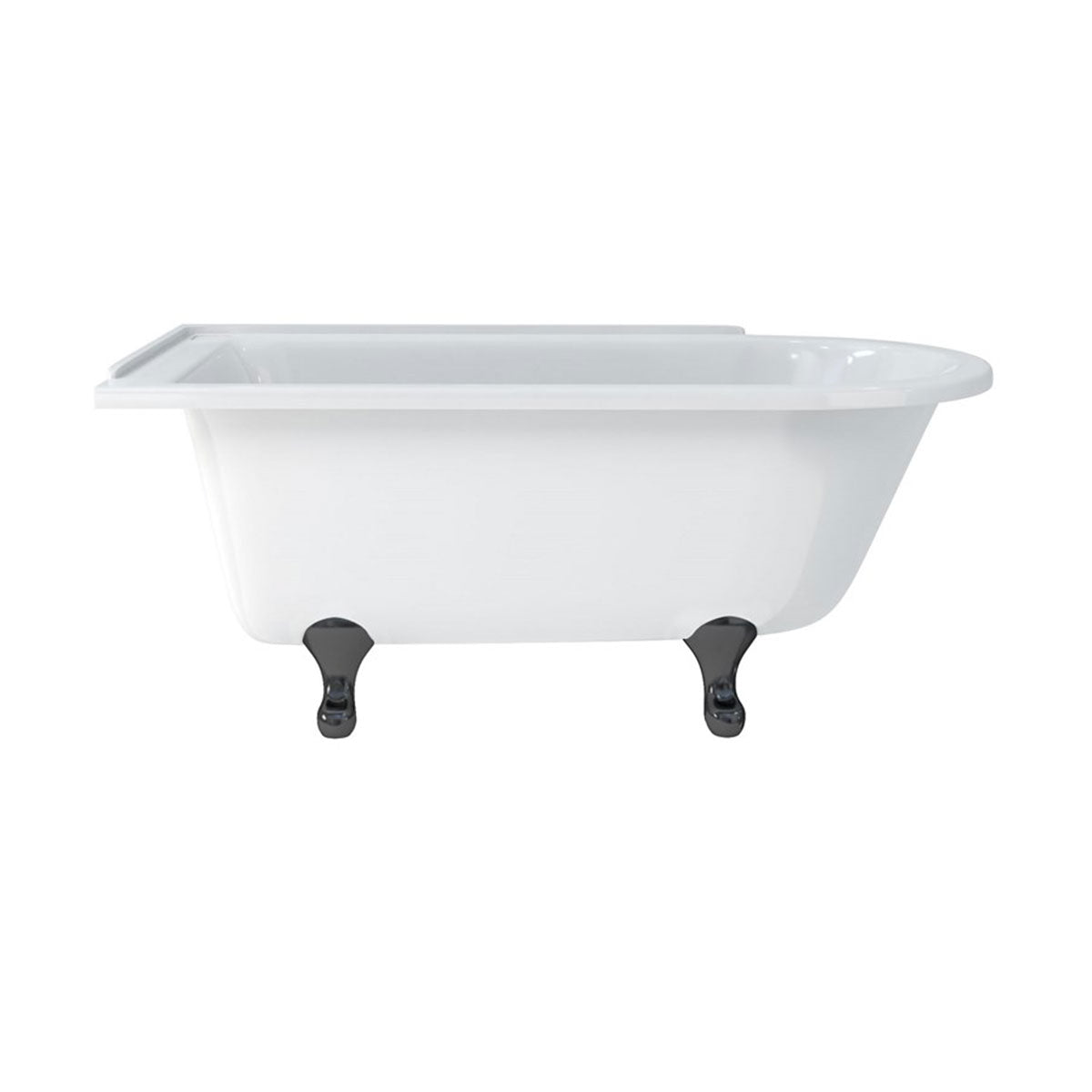 Burlington Hampton Left 1500mm Classical-Feet Black Deluxe Bathrooms UK