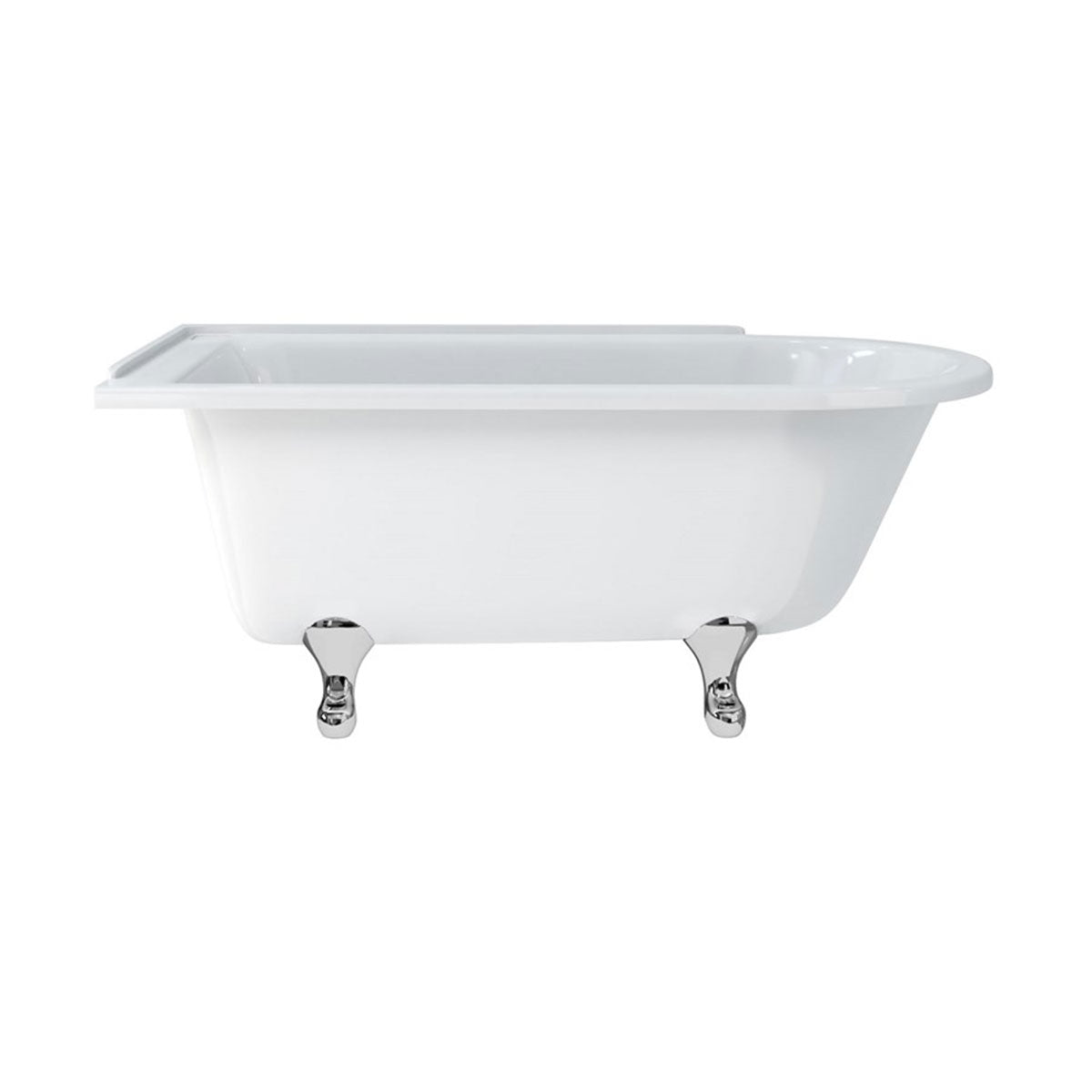Burlington Hampton Left 1500mm Classical Feet Chrome Deluxe Bathrooms UK