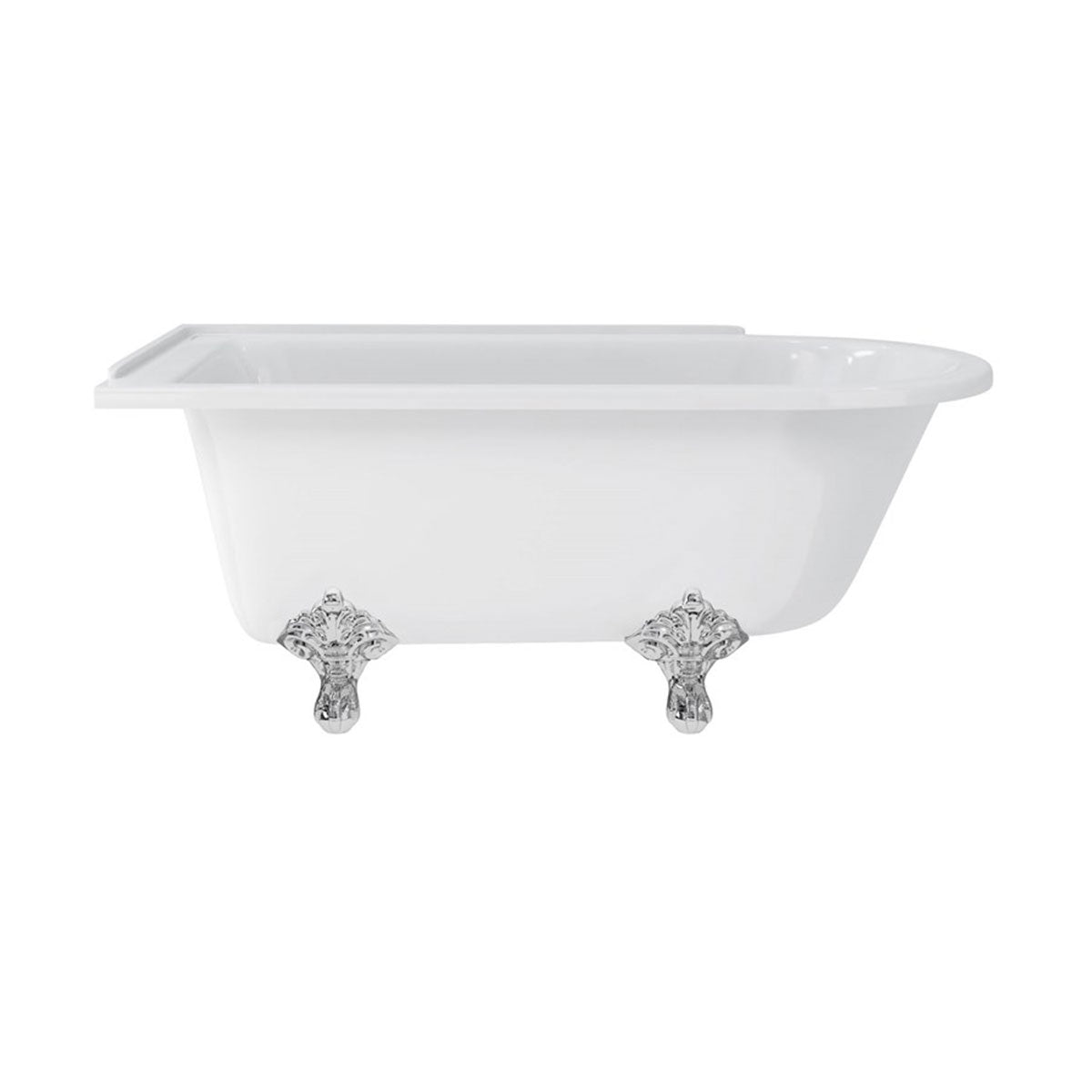 Burlington Hampton Left 1500mm Traditional Feet Chrome Deluxe Bathrooms UK