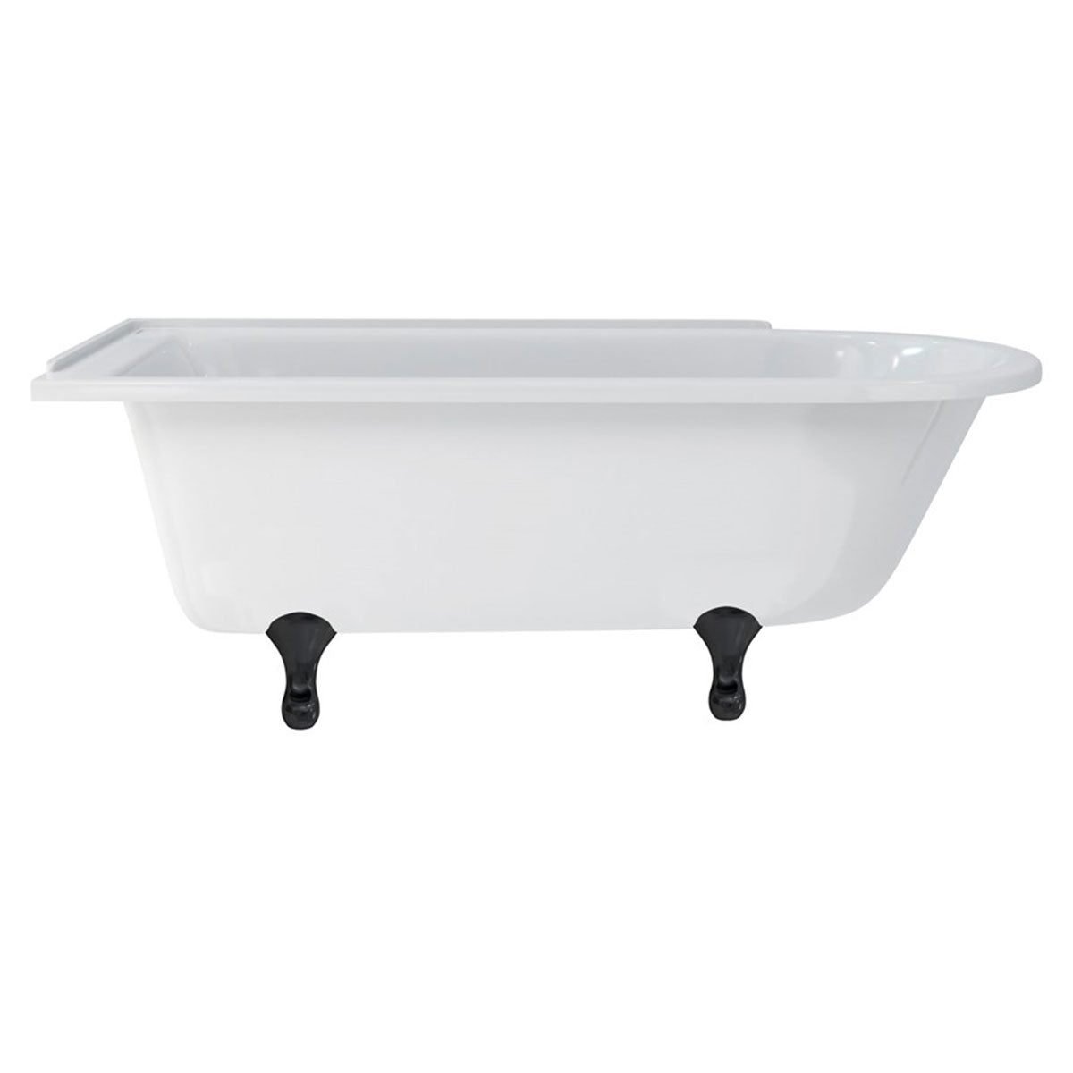 Burlington Hampton Left 1700mm Classical Feet Black Deluxe Bathrooms UK