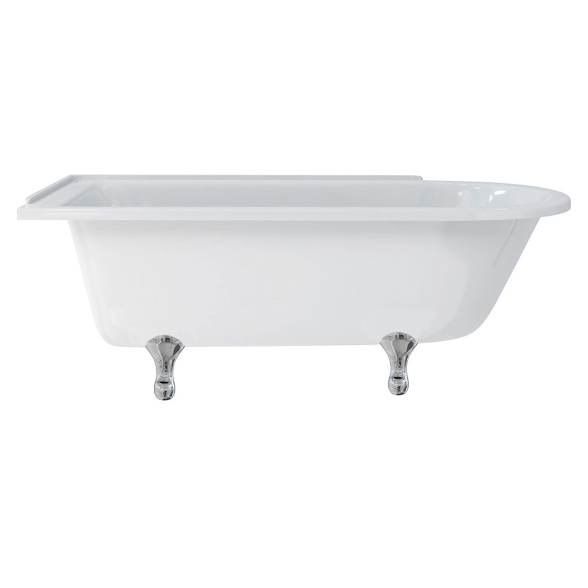Burlington Hampton Left 1700mm Classical Feet Chrome Deluxe Bathrooms UK