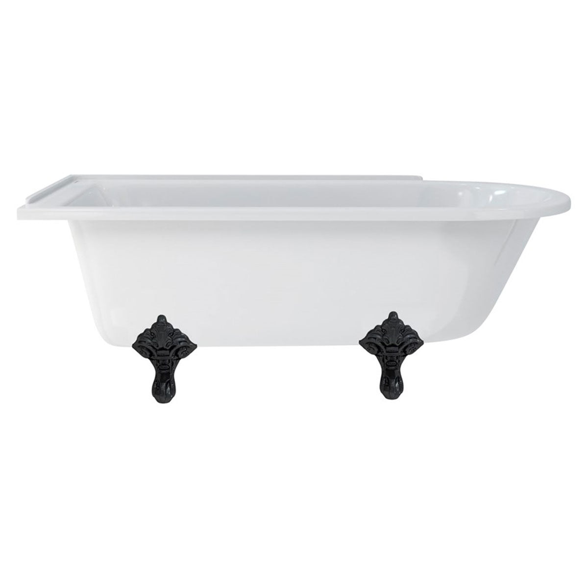 Burlington Hampton Left 1700mm Traditional Feet Black Deluxe Bathrooms UK