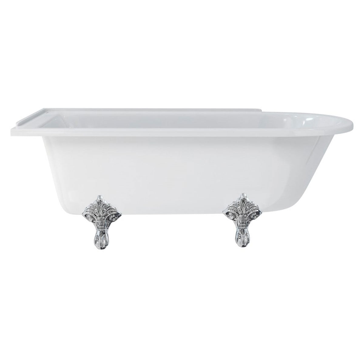 Burlington Hampton Left 1700mm Traditional Feet Chrome Deluxe Bathrooms UK