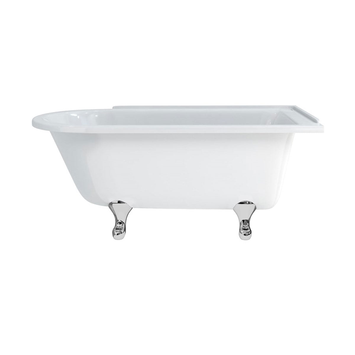 Burlington Hampton Right 1500mm Classical Feet Chrome Deluxe Bathrooms UK