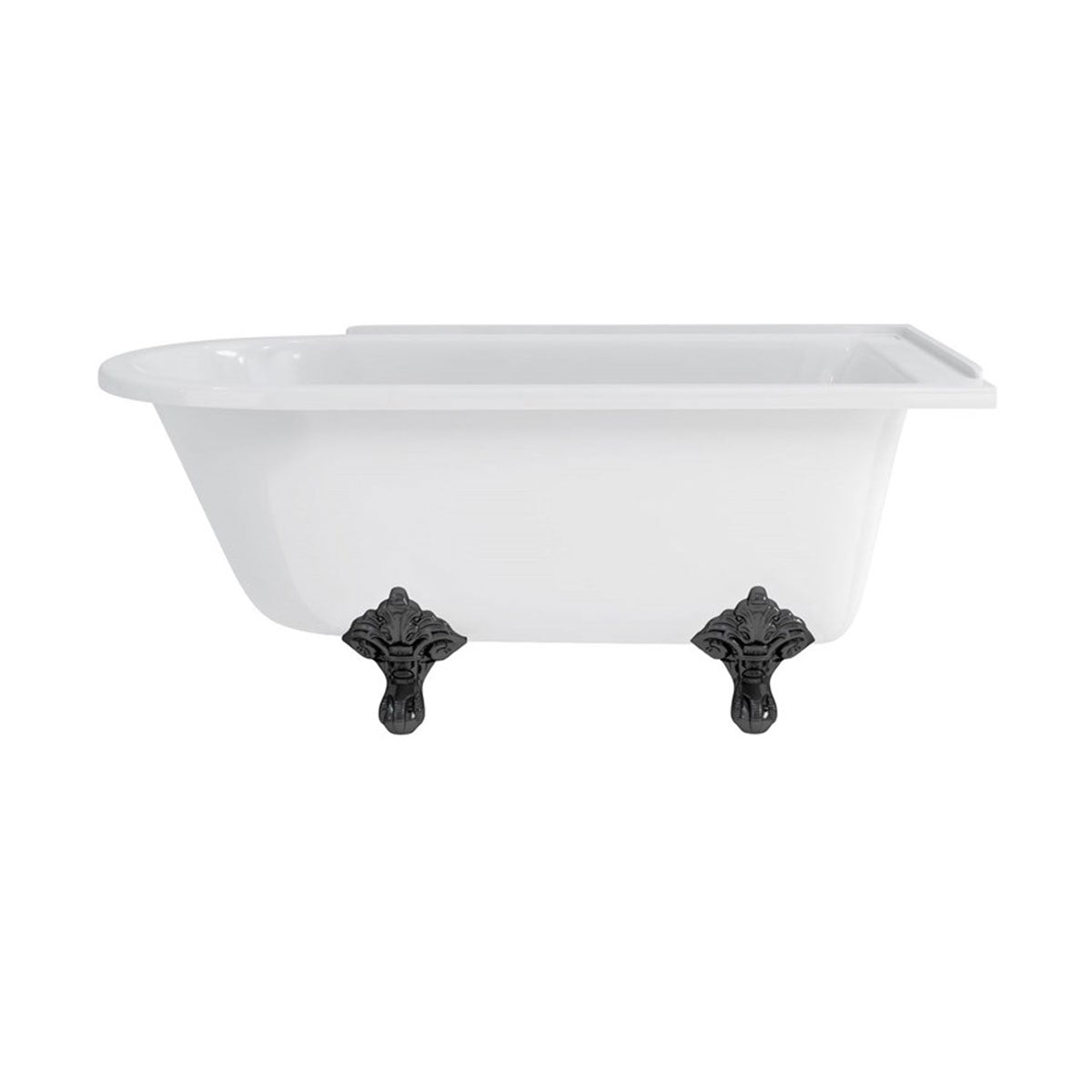 Burlington Hampton Right 1500mm Traditional Feet Black Deluxe Bathrooms UK