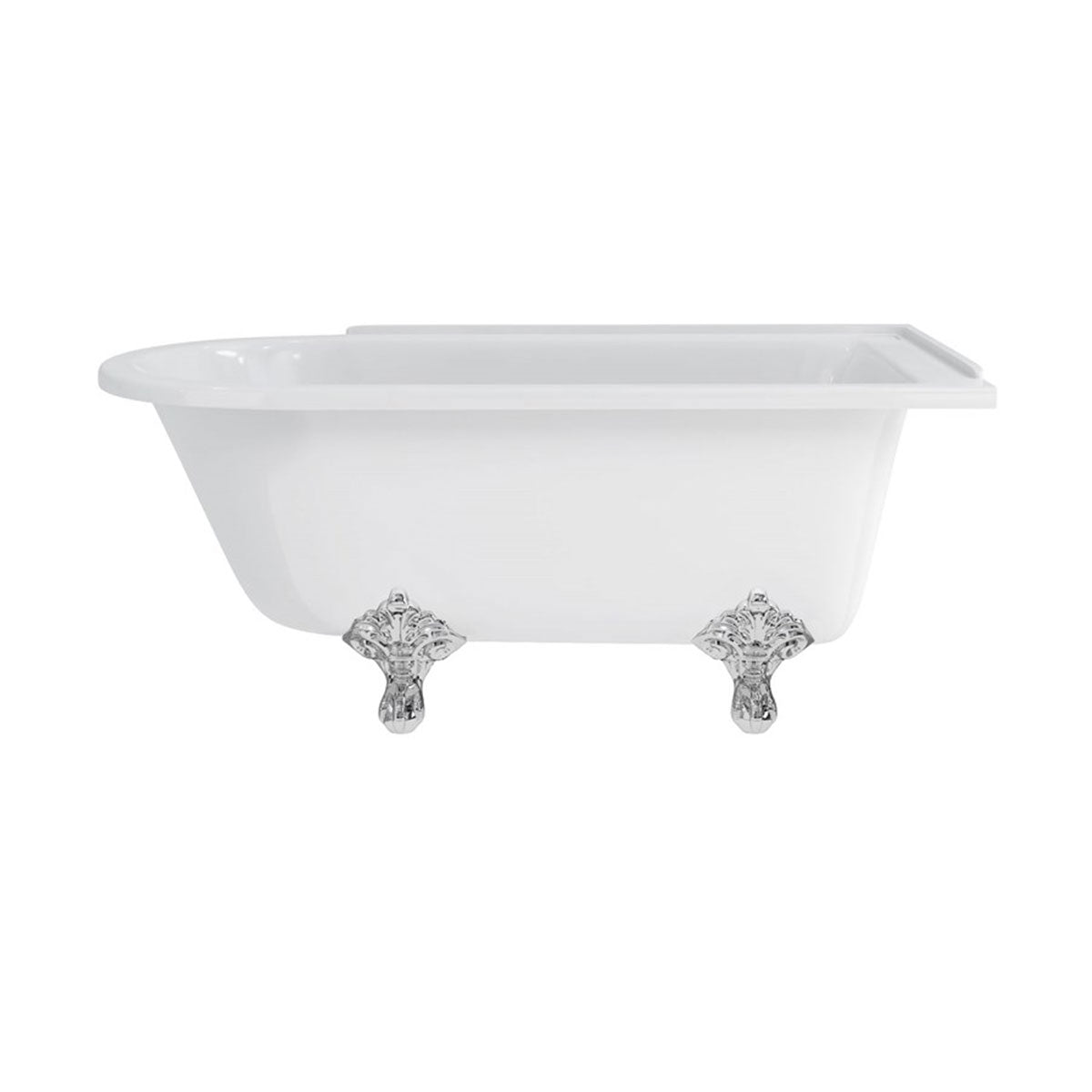 Burlington Hampton Right 1500mm Traditional Feet Chrome Deluxe Bathrooms UK