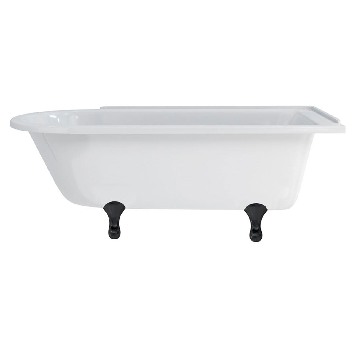 Burlington Hampton Right 1700mm Classical Feet Black Deluxe Bathrooms UK