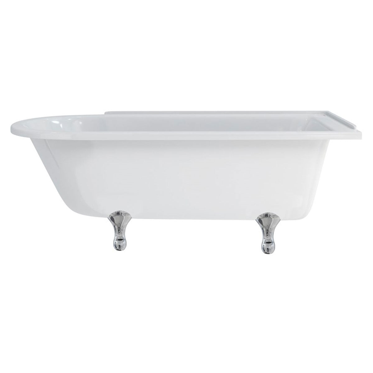 Burlington Hampton Right 1700mm Classical Feet Chrome Deluxe Bathrooms UK