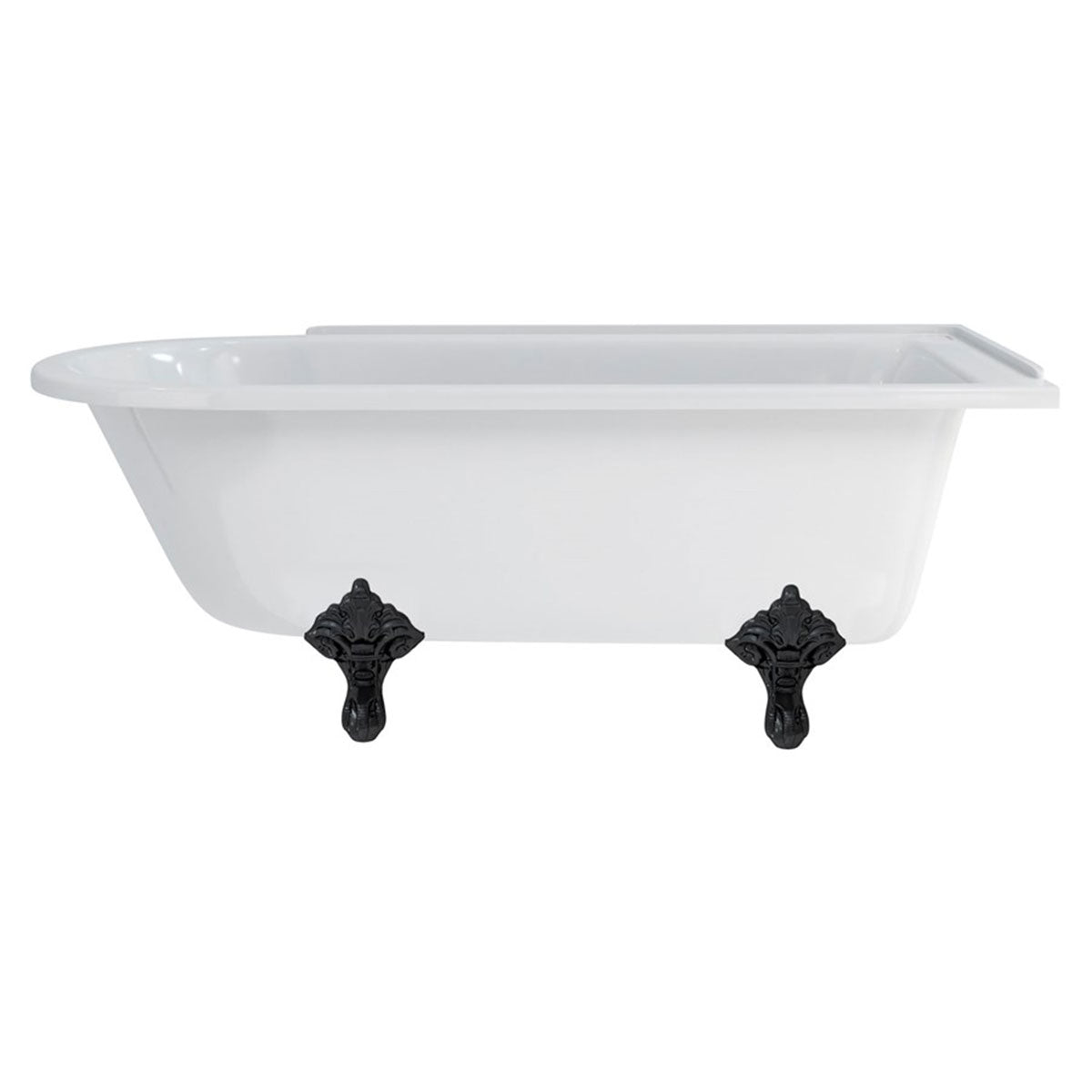Burlington Hampton Right 1700mm Traditional Feet Black Deluxe Bathrooms UK
